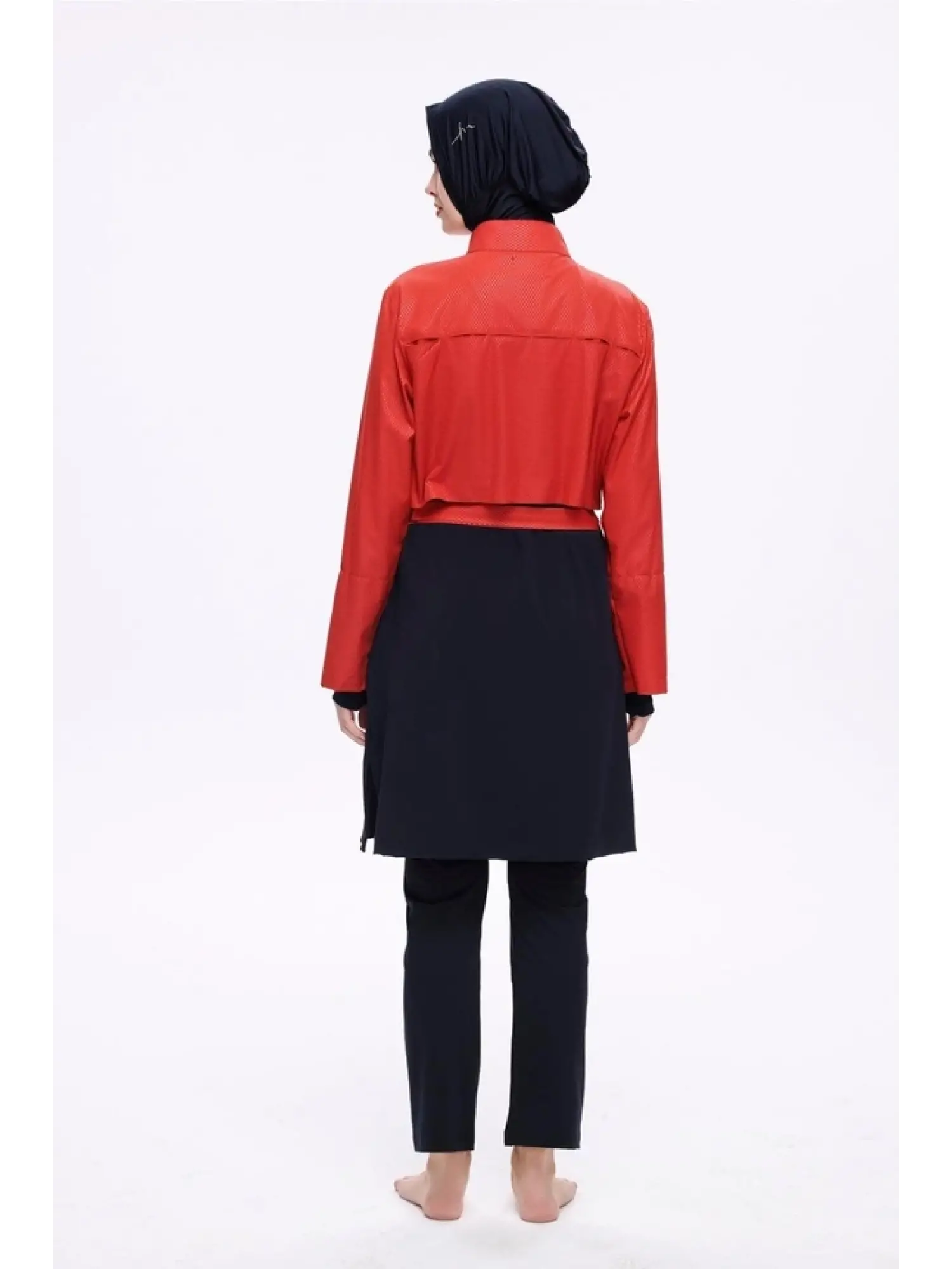 Haşema Kemer Toka Detaylı 5 Parça Kırmızı-Siyah Mayo Takımı HSM5052