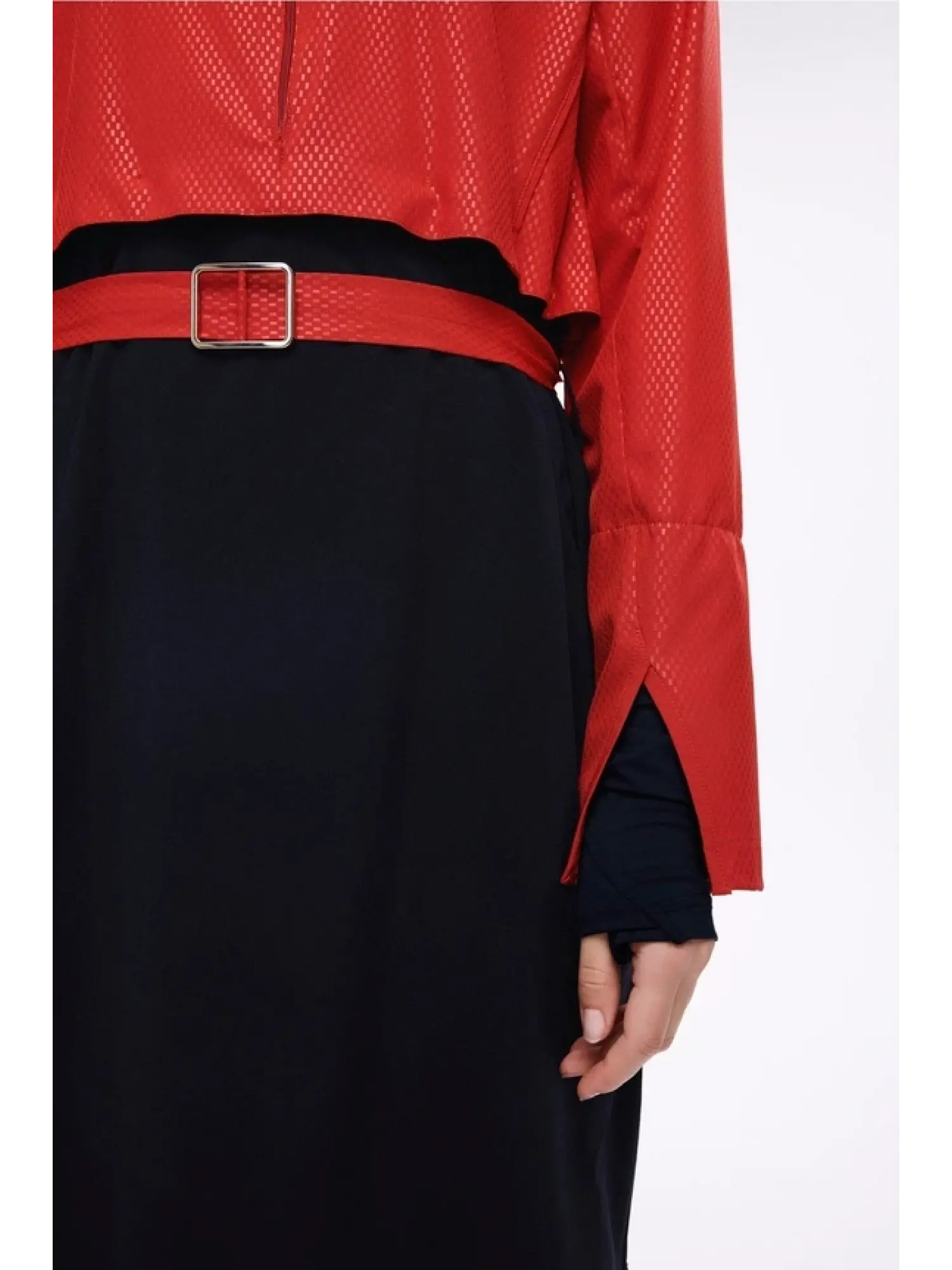 Haşema Kemer Toka Detaylı 5 Parça Kırmızı-Siyah Mayo Takımı HSM5052