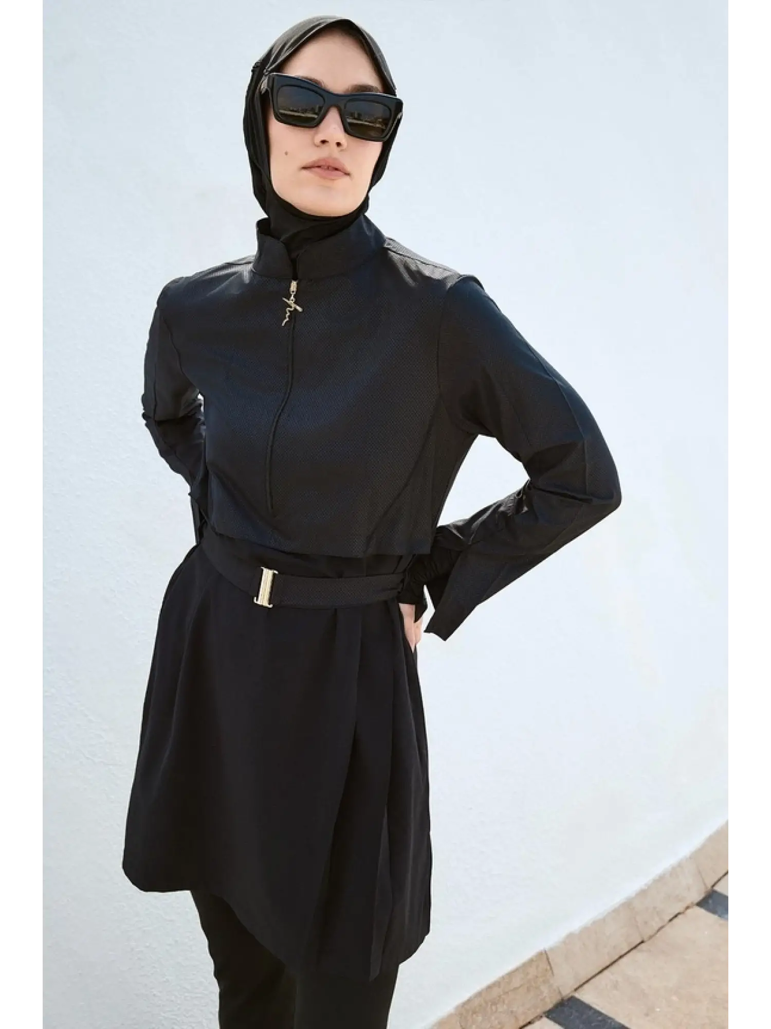 Haşema Kemer Toka Detaylı 5 Parça Siyah Mayo Takımı HSM5027