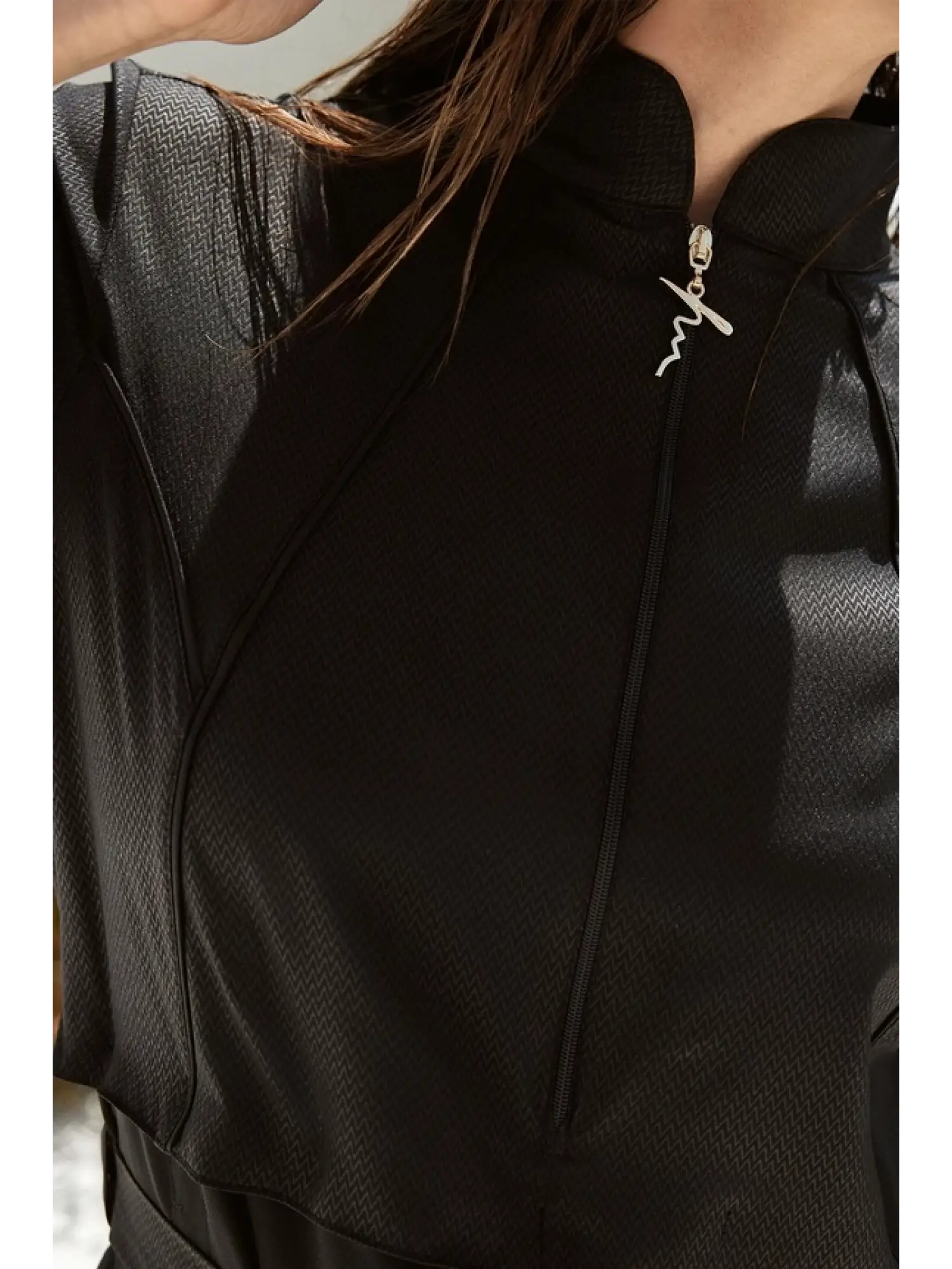 Haşema Kemer Toka Detaylı Dokulu 5 Parça Yarı Kapalı Siyah Mayo Takımı HSM5039