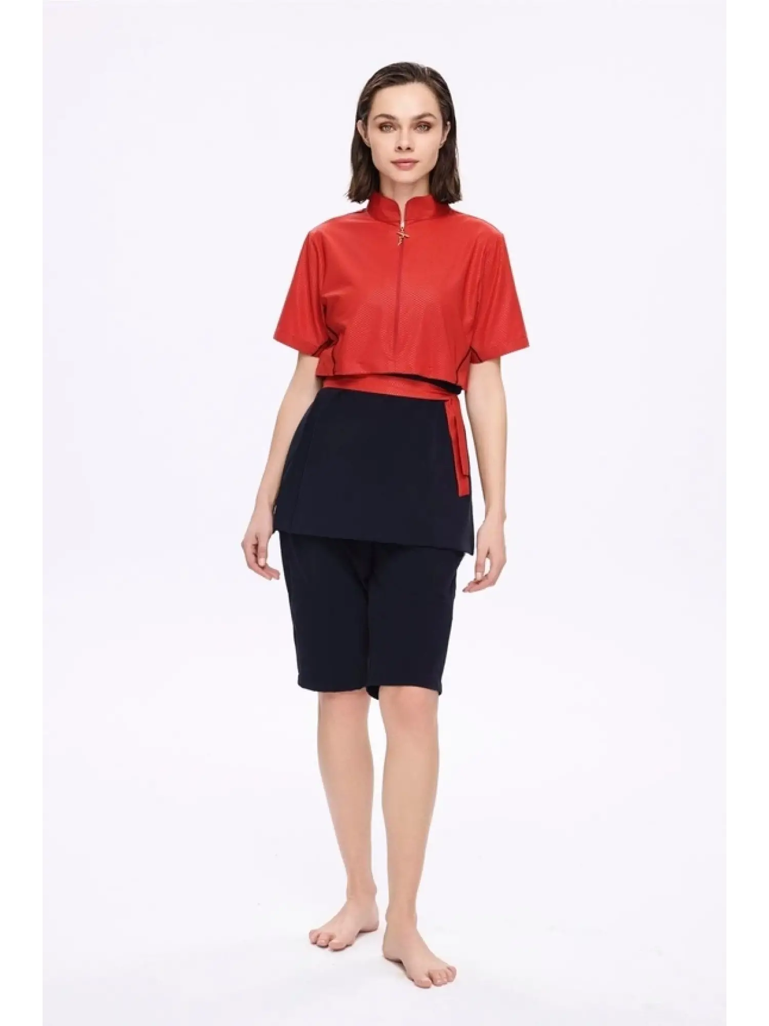 Haşema Kuşak Detaylı 5 Parça Yarı Kapalı Mayo Takımı HSM5046