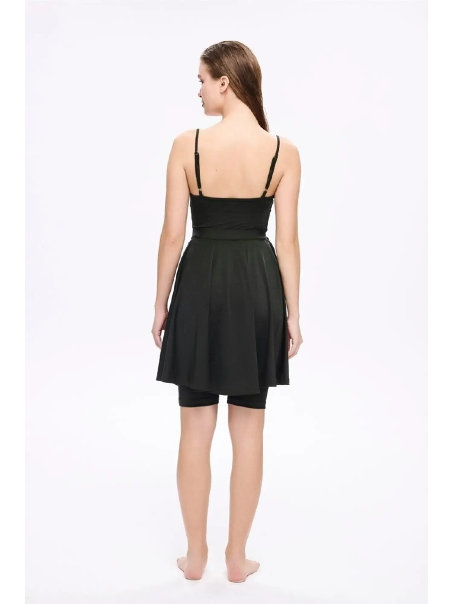 Haşema Parlak Kumaş Terra Yeşil 3 Parça Yarı Kapalı Mayo-Tulum Takımı HSM5053