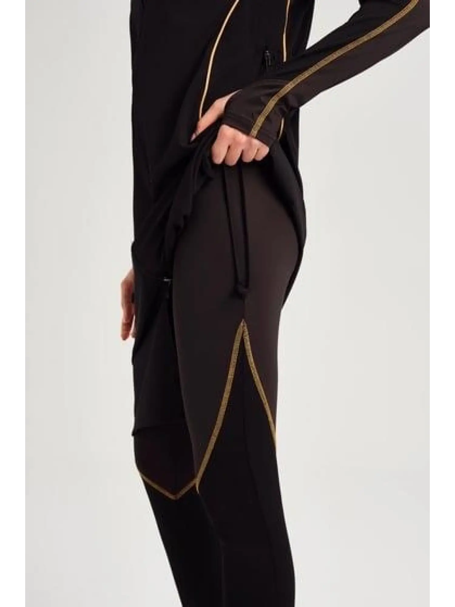 Haşema Performans Petek Doku 5 Parça Siyah-Sarı Tesettür Mayo HSM2002