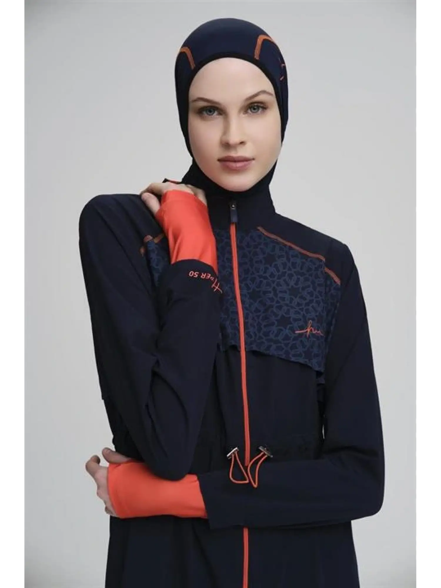 Haşema Performans Serisi 6 Parça Lacivert Tesettür Mayo HSM2010