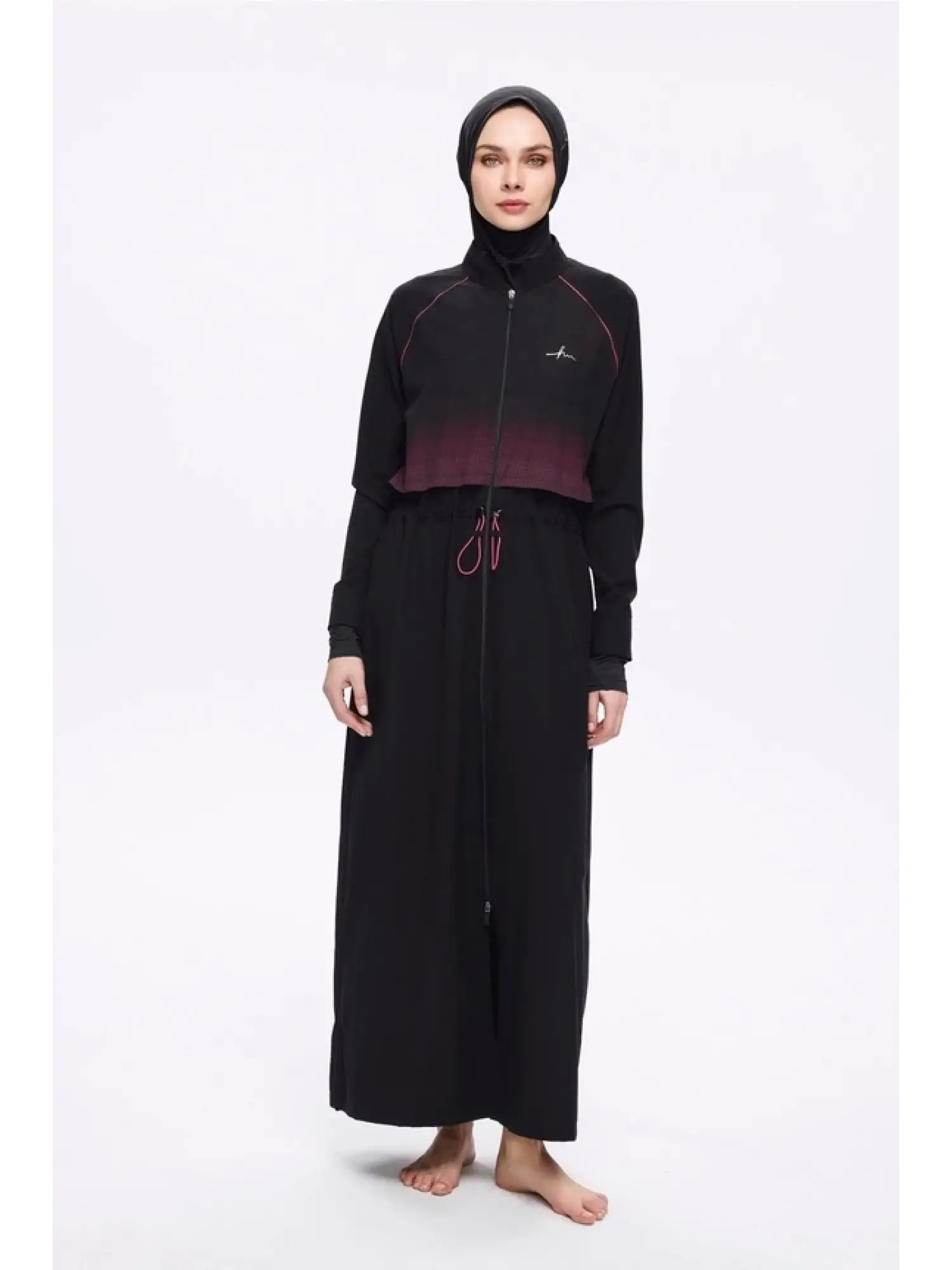 Haşema Tam Boy Siyah 5 Parça Tesettür Mayo Takımı HSM5048