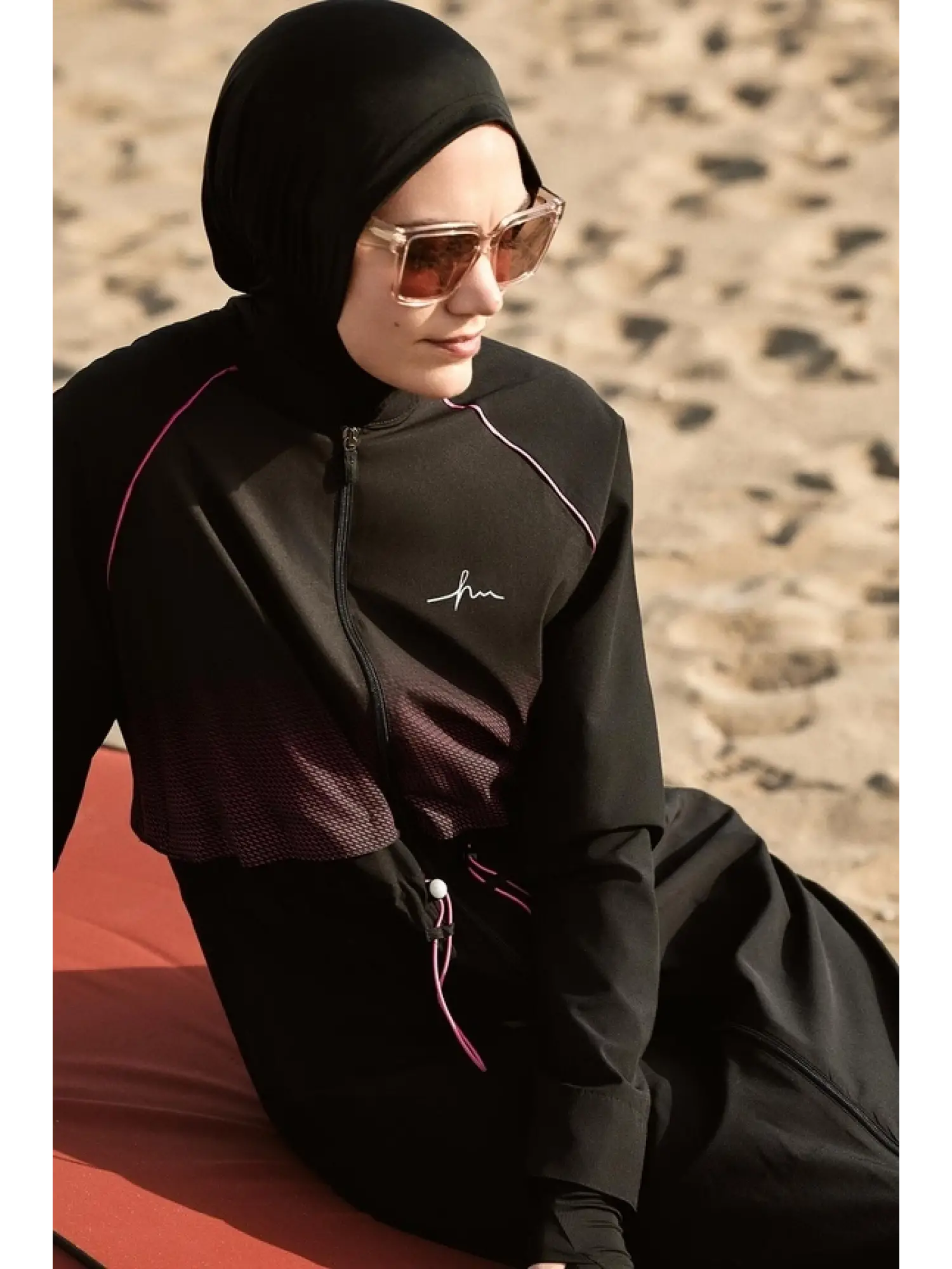 Haşema Tam Boy Siyah 5 Parça Tesettür Mayo Takımı HSM5048