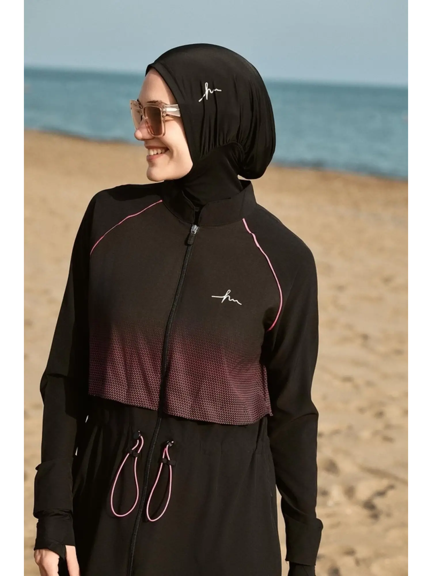 Haşema Tam Boy Siyah 5 Parça Tesettür Mayo Takımı HSM5048