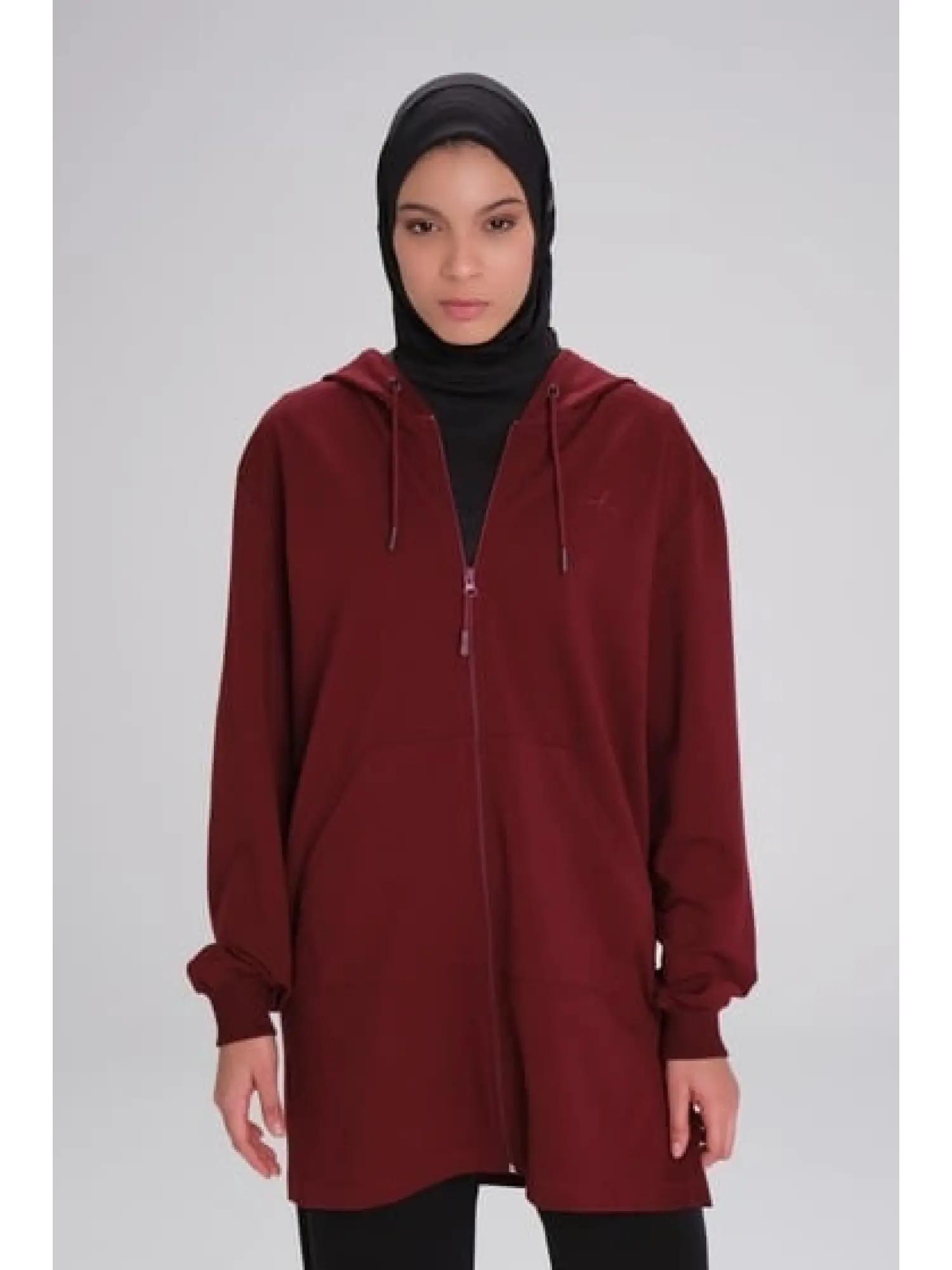 Haşema Yumuşak Dokulu Kapüşonlu Fermuarlı Basic Sweatshirt ACT15