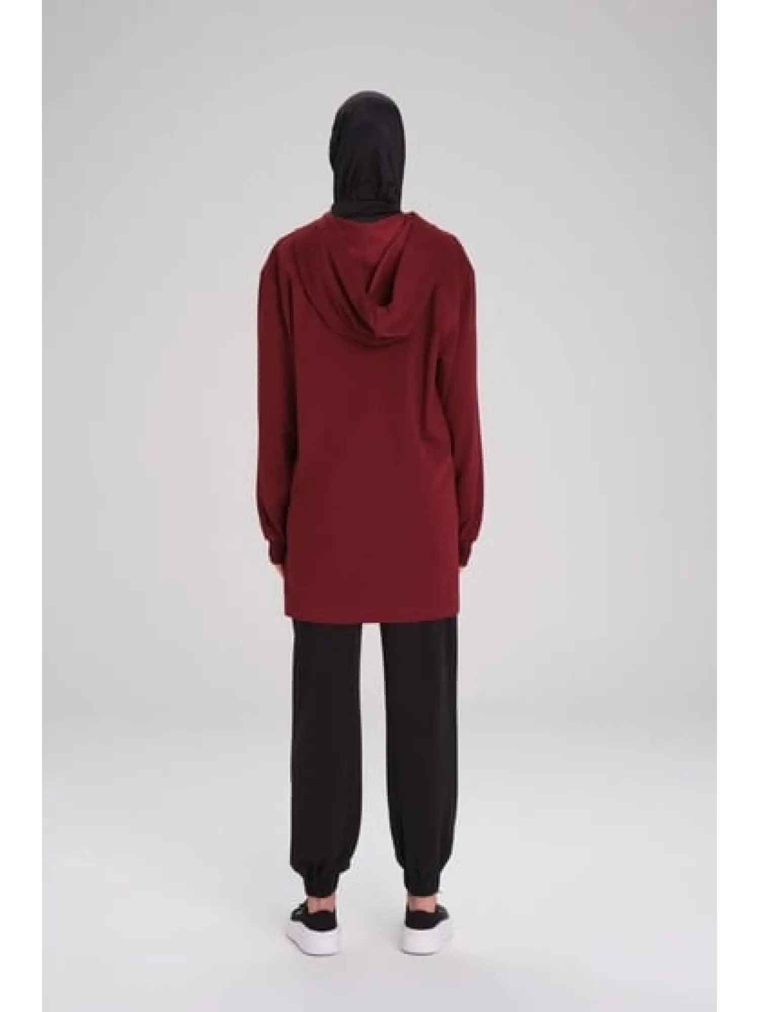 Haşema Yumuşak Dokulu Kapüşonlu Fermuarlı Basic Sweatshirt ACT15
