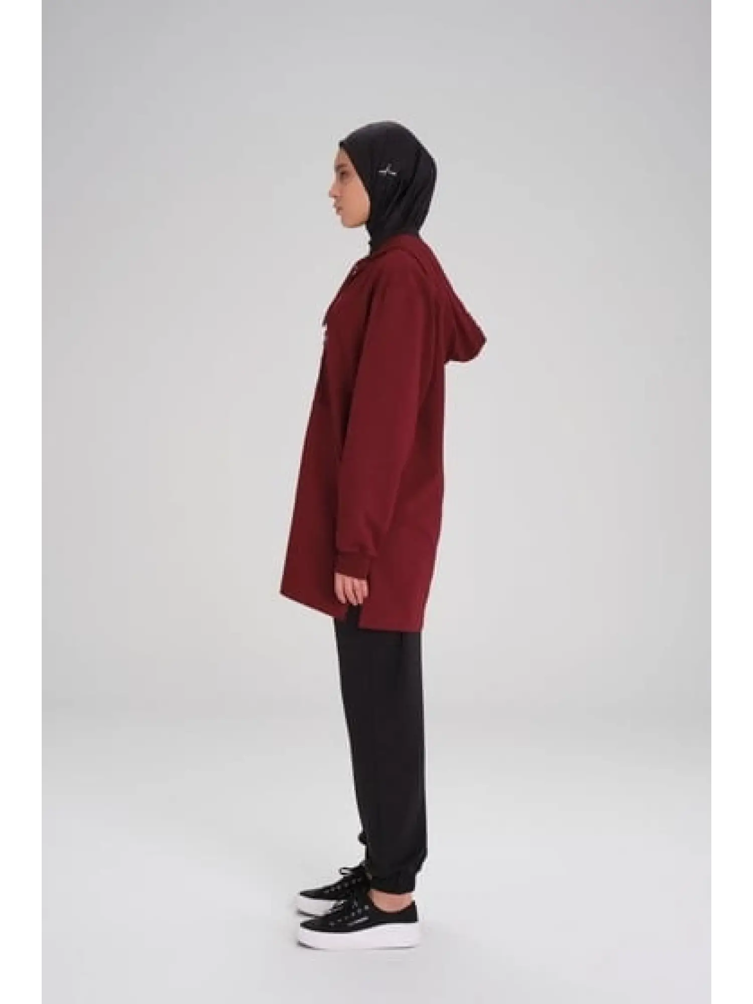 Haşema Yumuşak Dokulu Kapüşonlu Fermuarlı Basic Sweatshirt ACT15