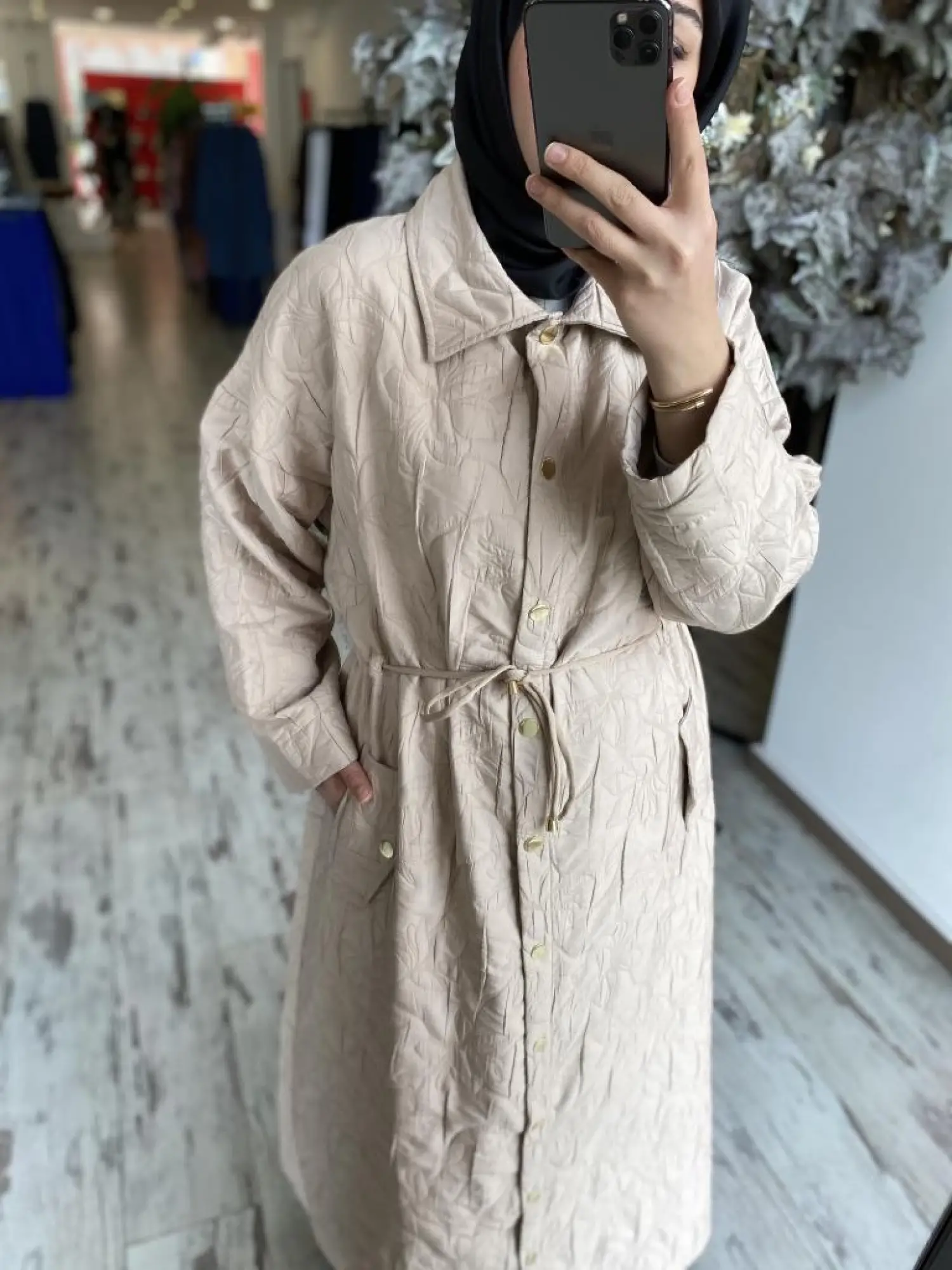 İnvee Belden Büzmeli Gömlek Yaka Kap 7041