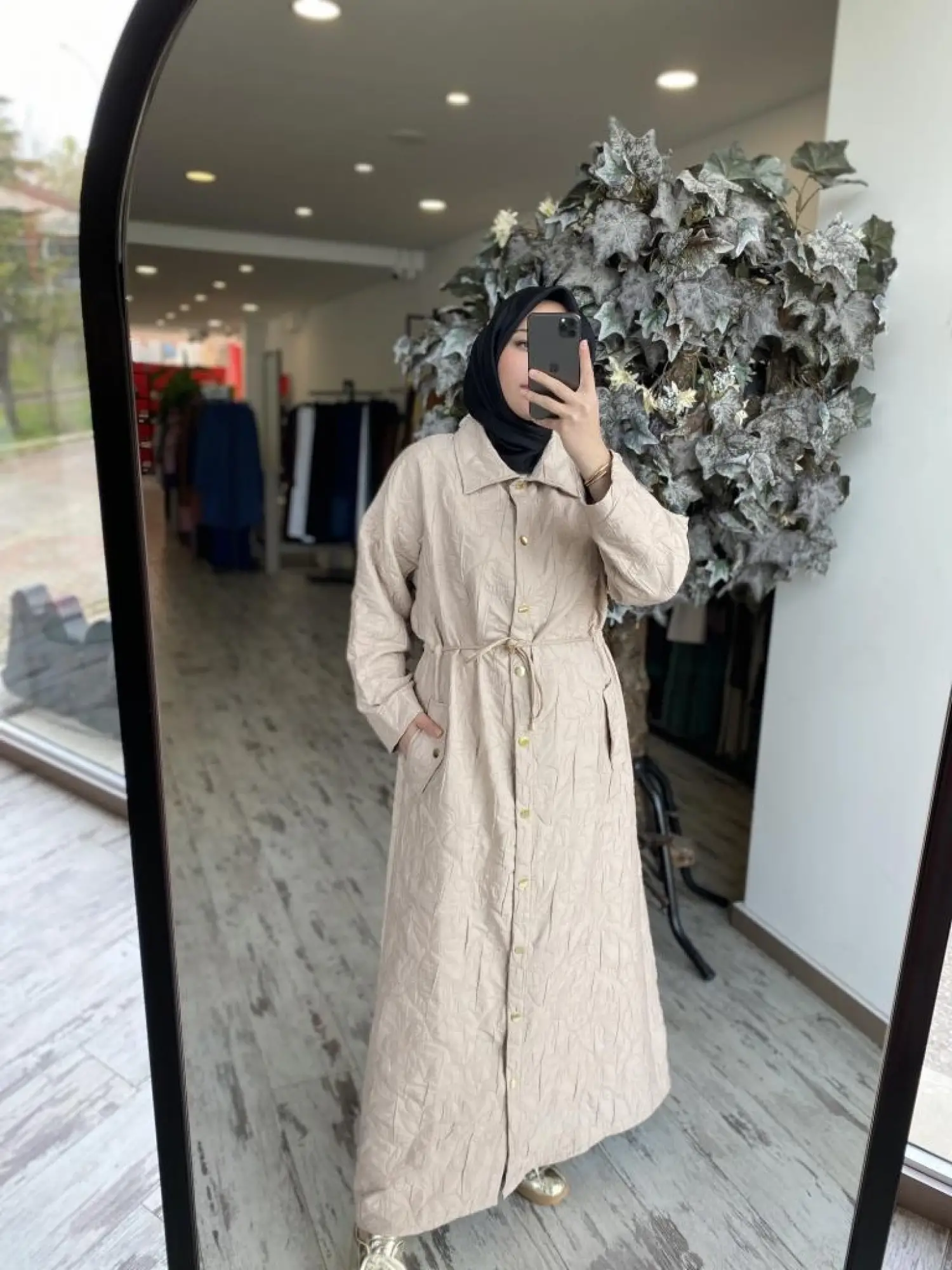 İnvee Belden Büzmeli Gömlek Yaka Kap 7041