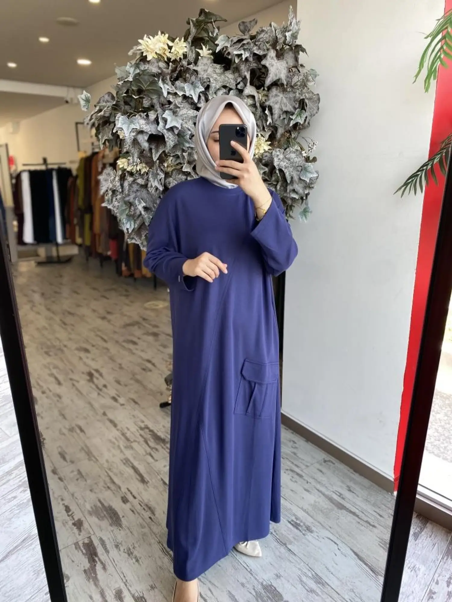 İnvee Cep Detaylı Pamuk Elbise 7040