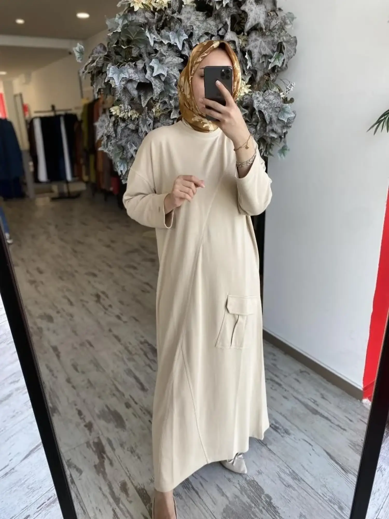 İnvee Cep Detaylı Pamuk Elbise 7040