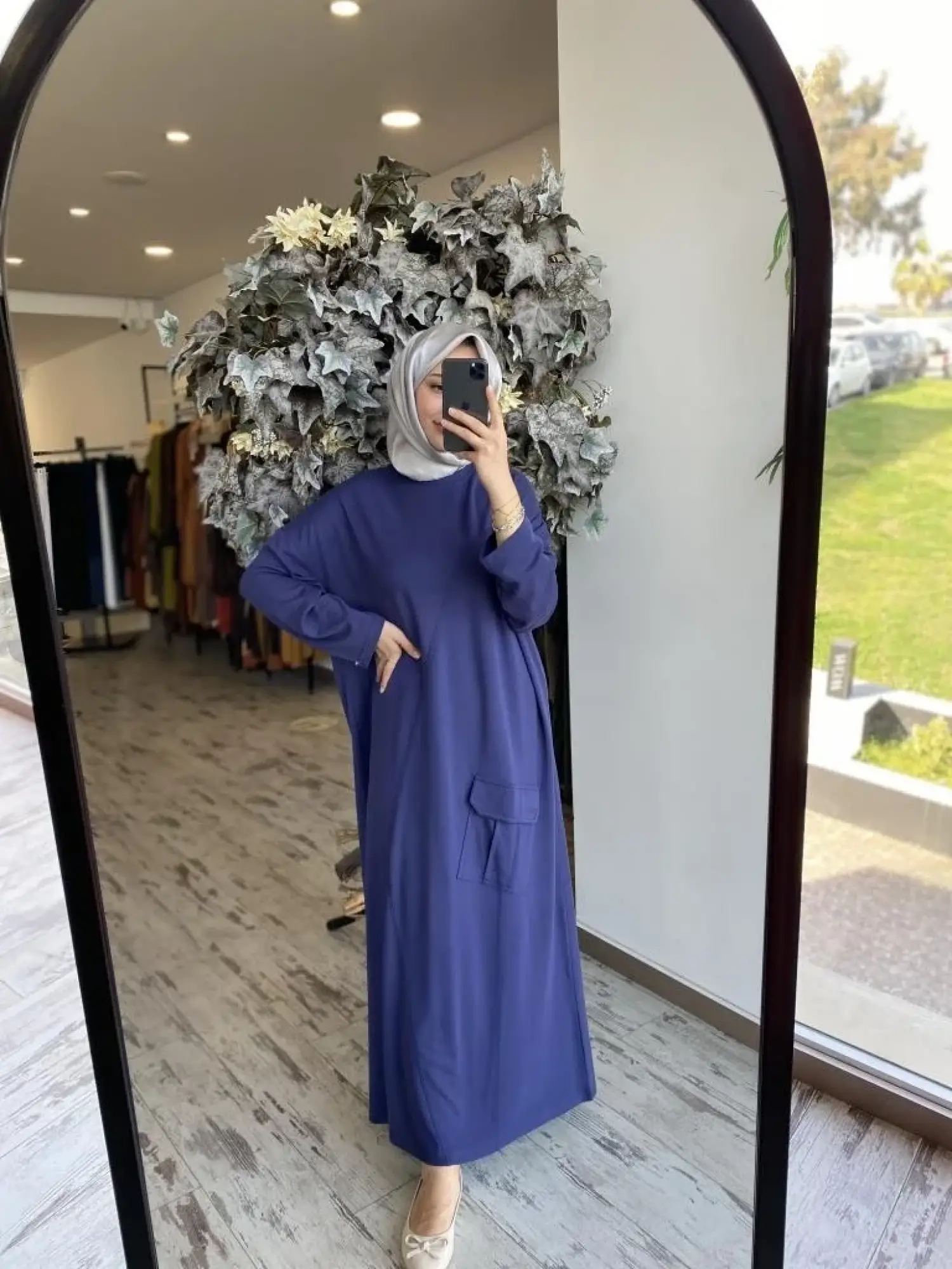 İnvee Cep Detaylı Pamuk Elbise 7040