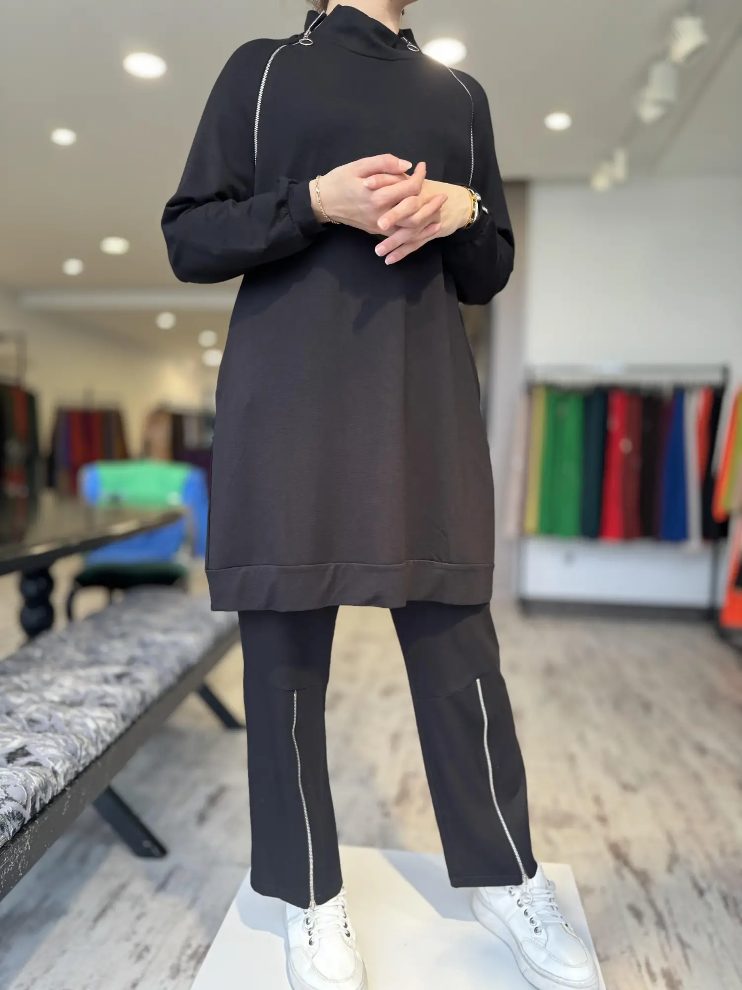 İnvee Fermuar Detaylı Tunik Pantolon Takım 6956