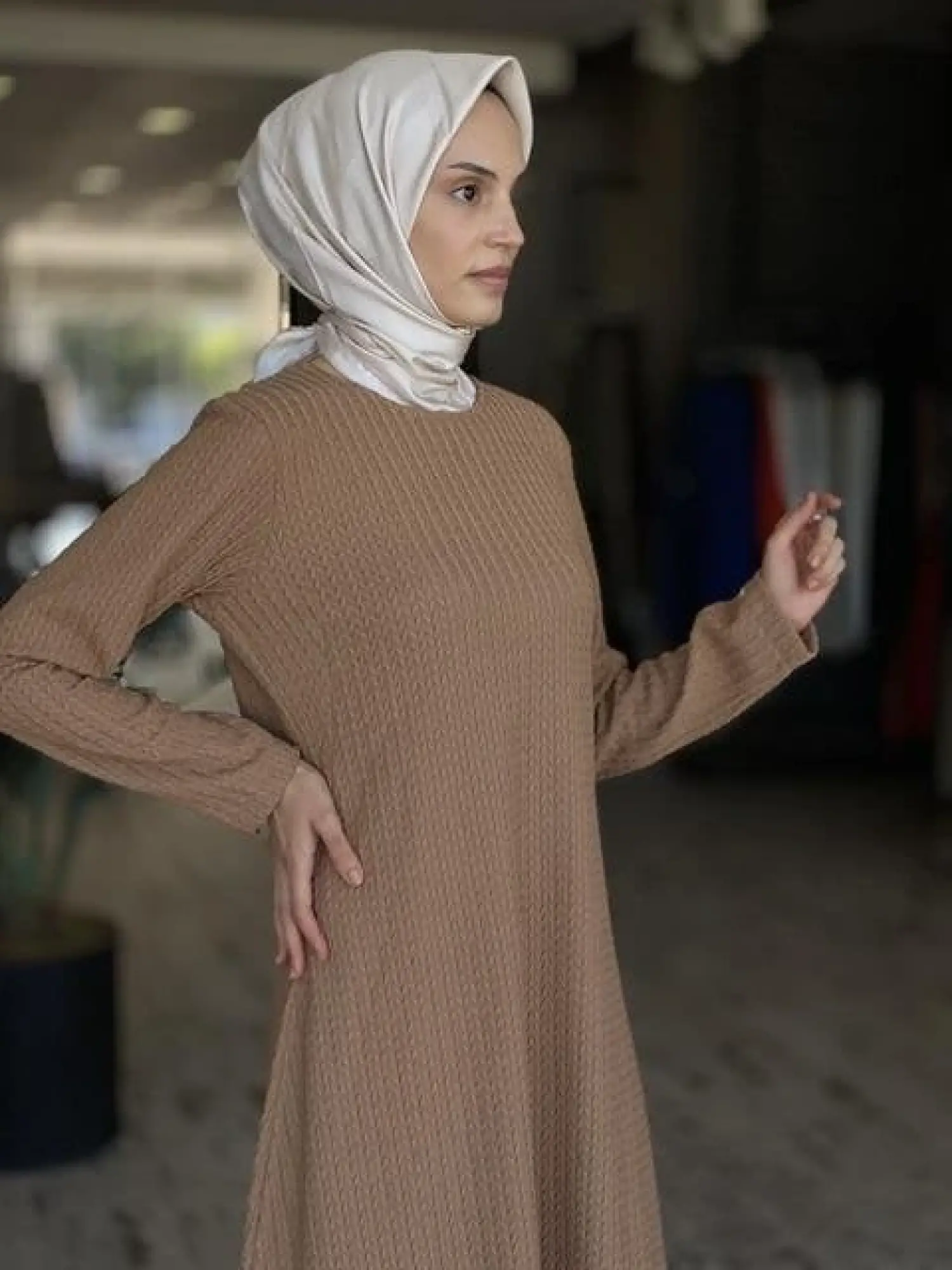 İnvee Gofre Verev Elbise 6856