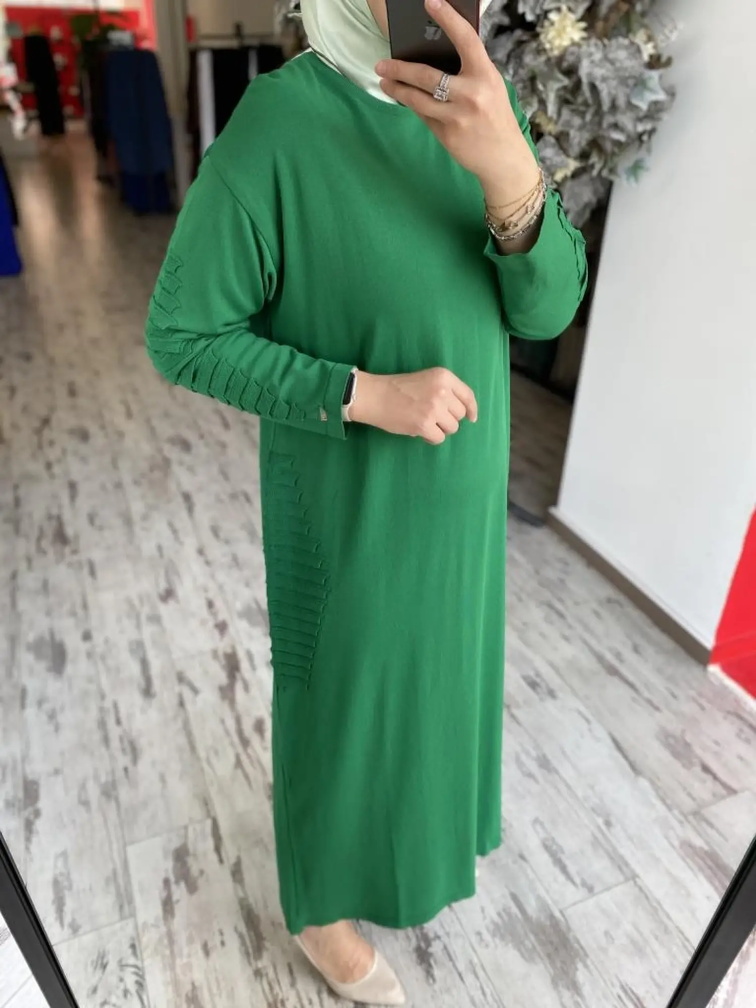 İnvee Nervür Detaylı Triko Elbise 7060