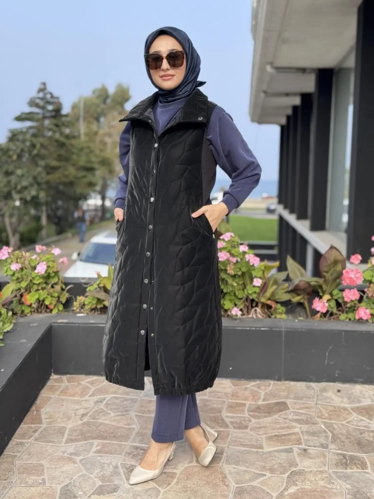 İnvee Triko Detaylı Çıtçıtlı Rugan Yelek