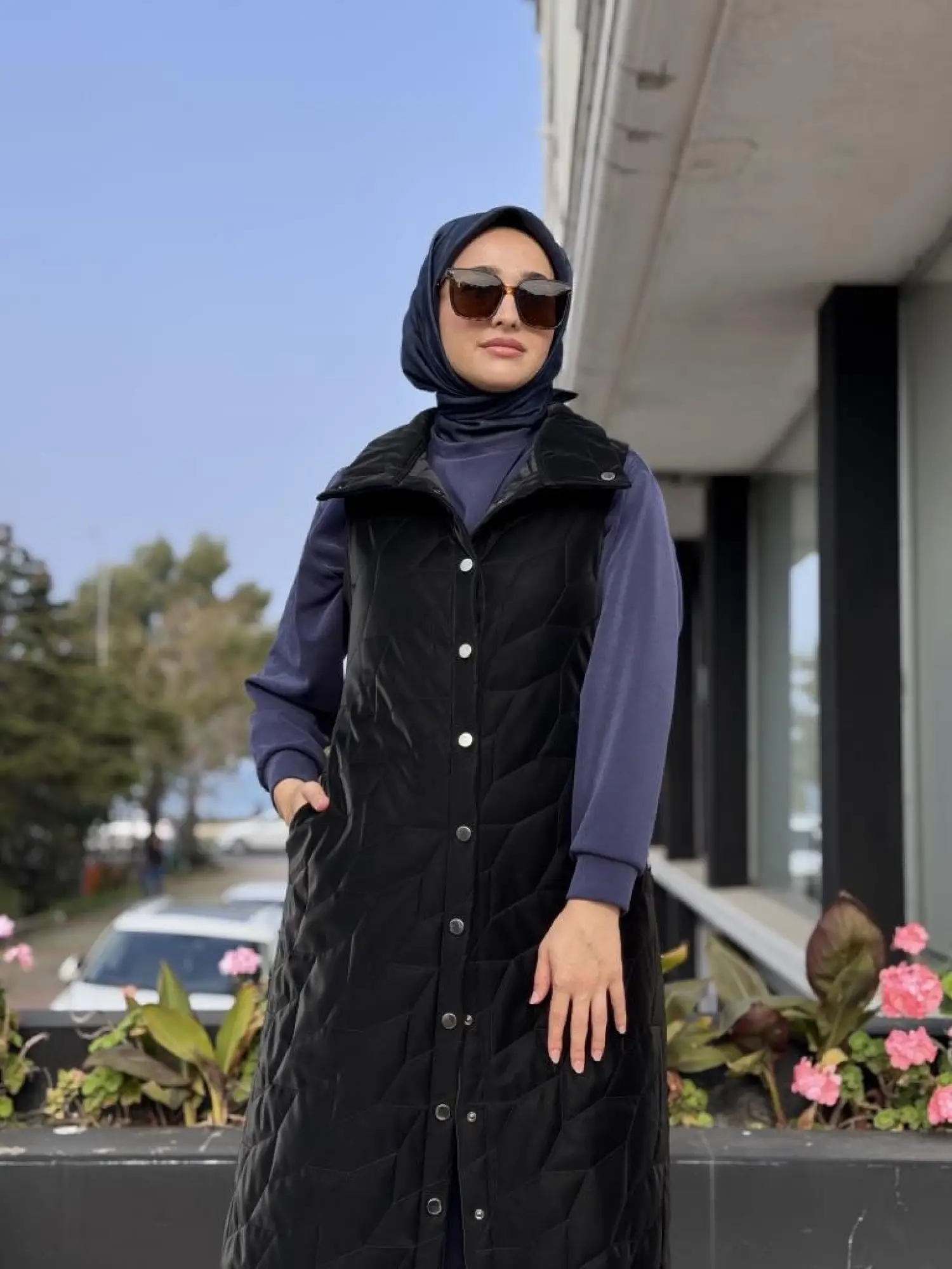 İnvee Triko Detaylı Çıtçıtlı Rugan Yelek