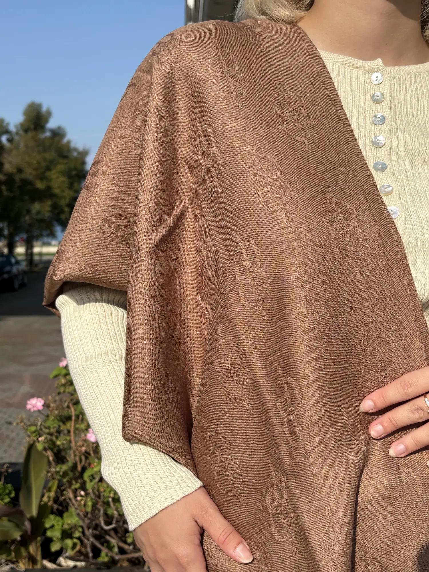 İpekevi Monogram Yün İpek Şal 09326