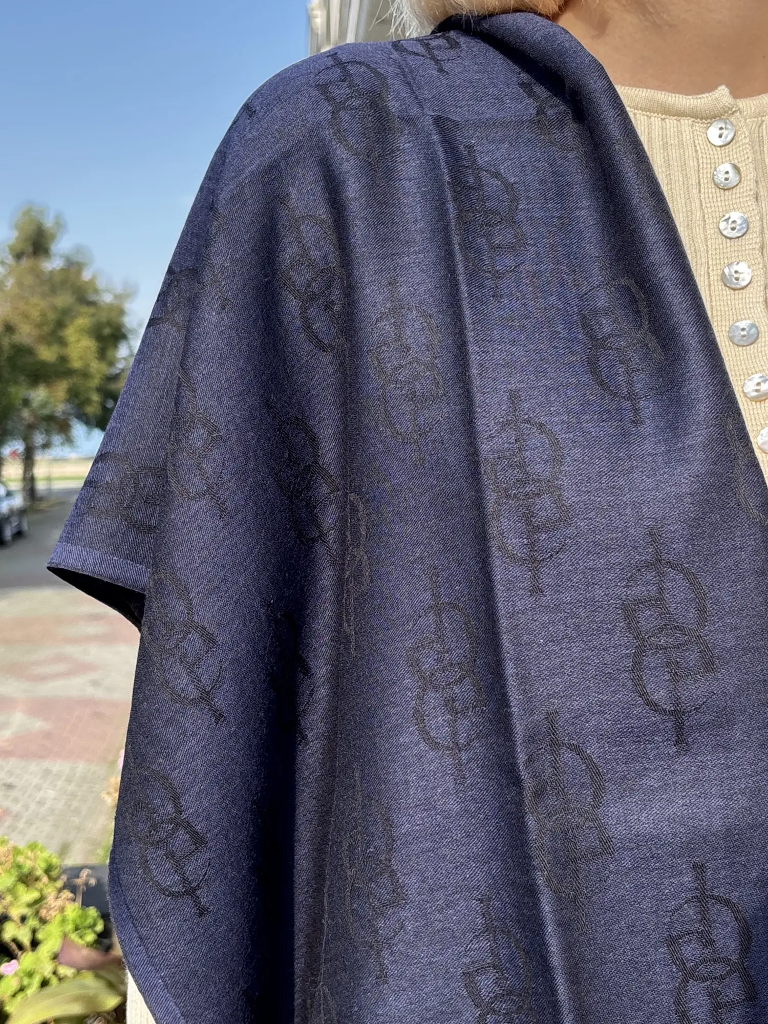 İpekevi Monogram Yün İpek Şal 09326