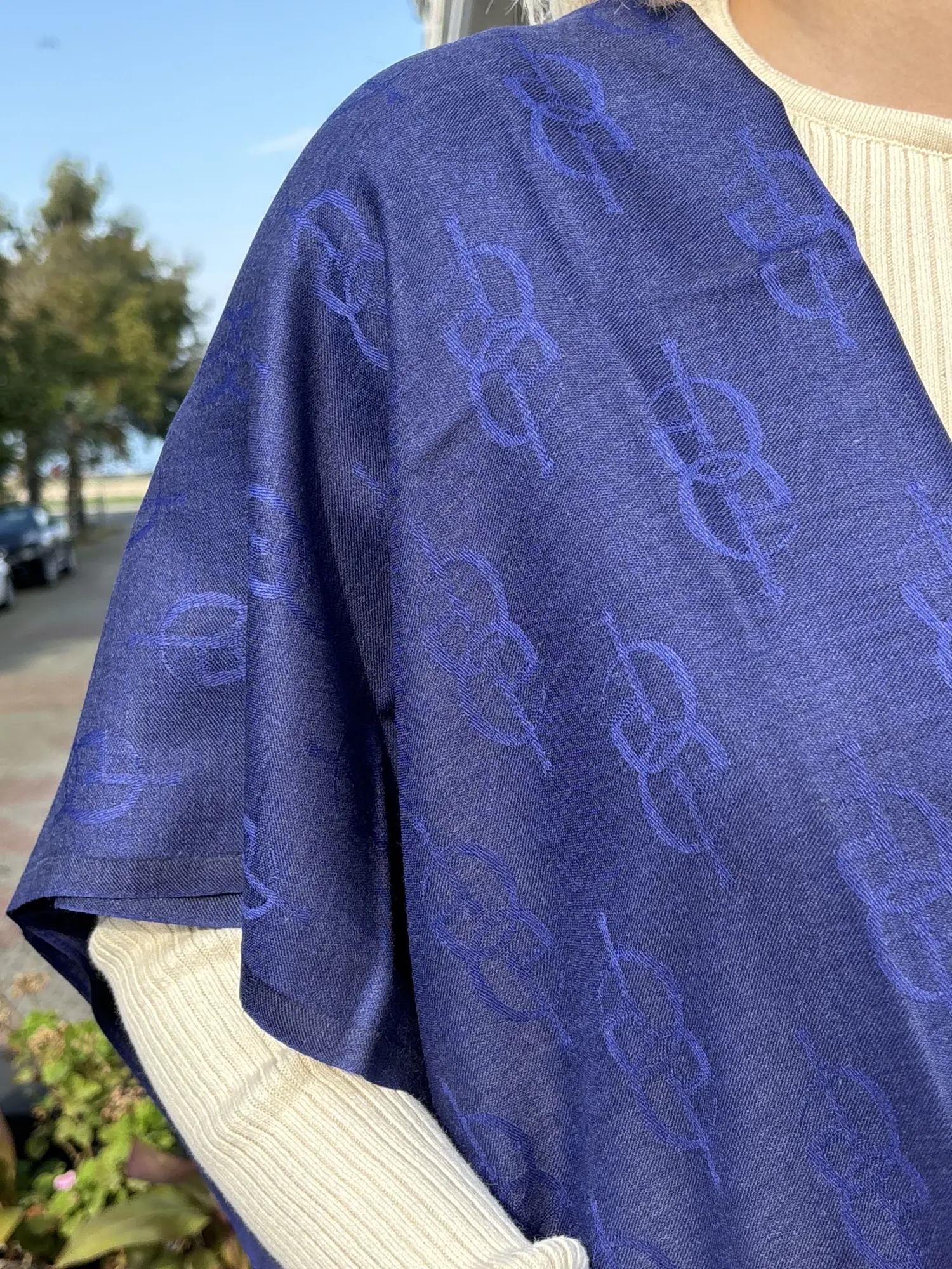 İpekevi Monogram Yün İpek Şal 09326