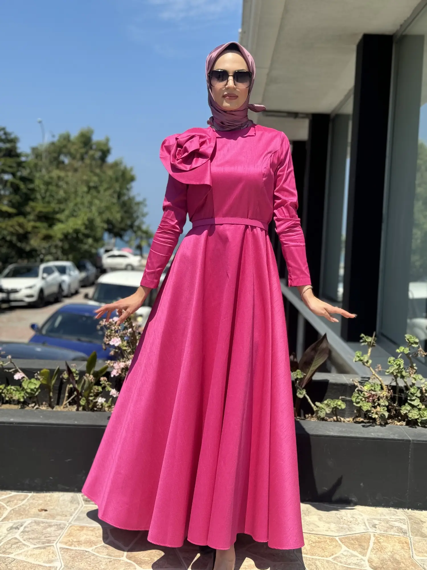 Jamila Sarah Şantuk Güllü Tesettür Abiye Elbise 3038