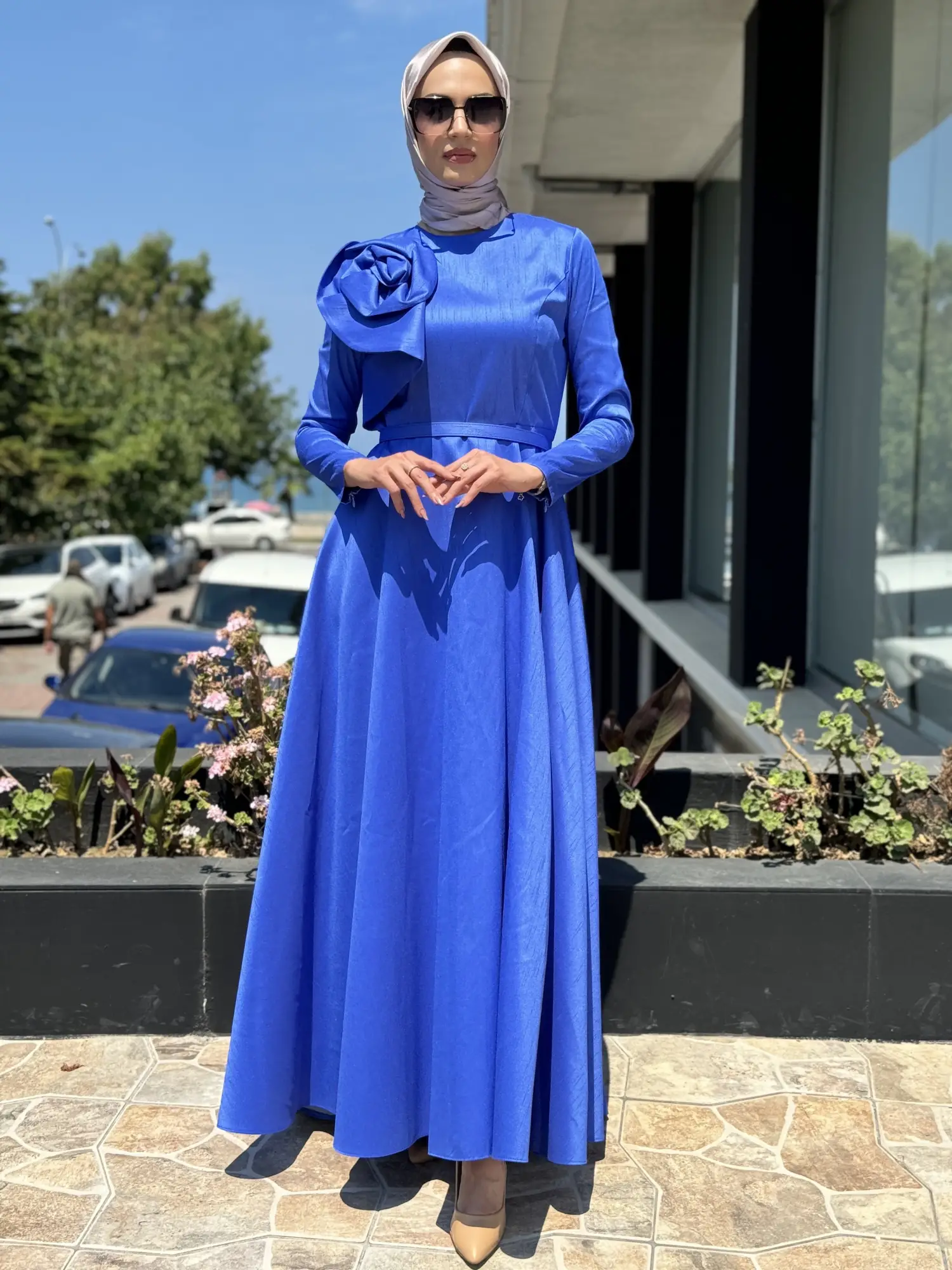 Jamila Sarah Şantuk Güllü Tesettür Abiye Elbise 3038