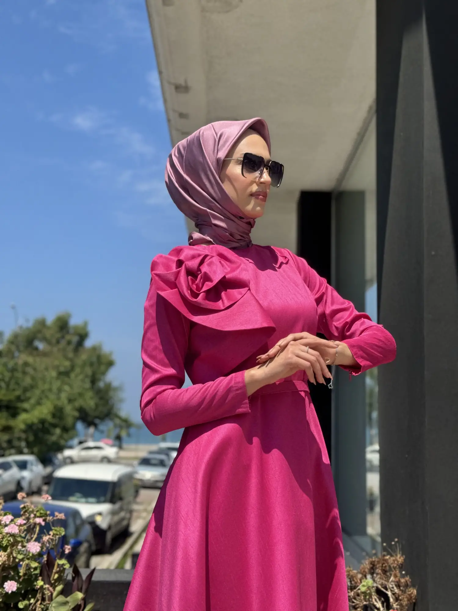 Jamila Sarah Şantuk Güllü Tesettür Abiye Elbise 3038