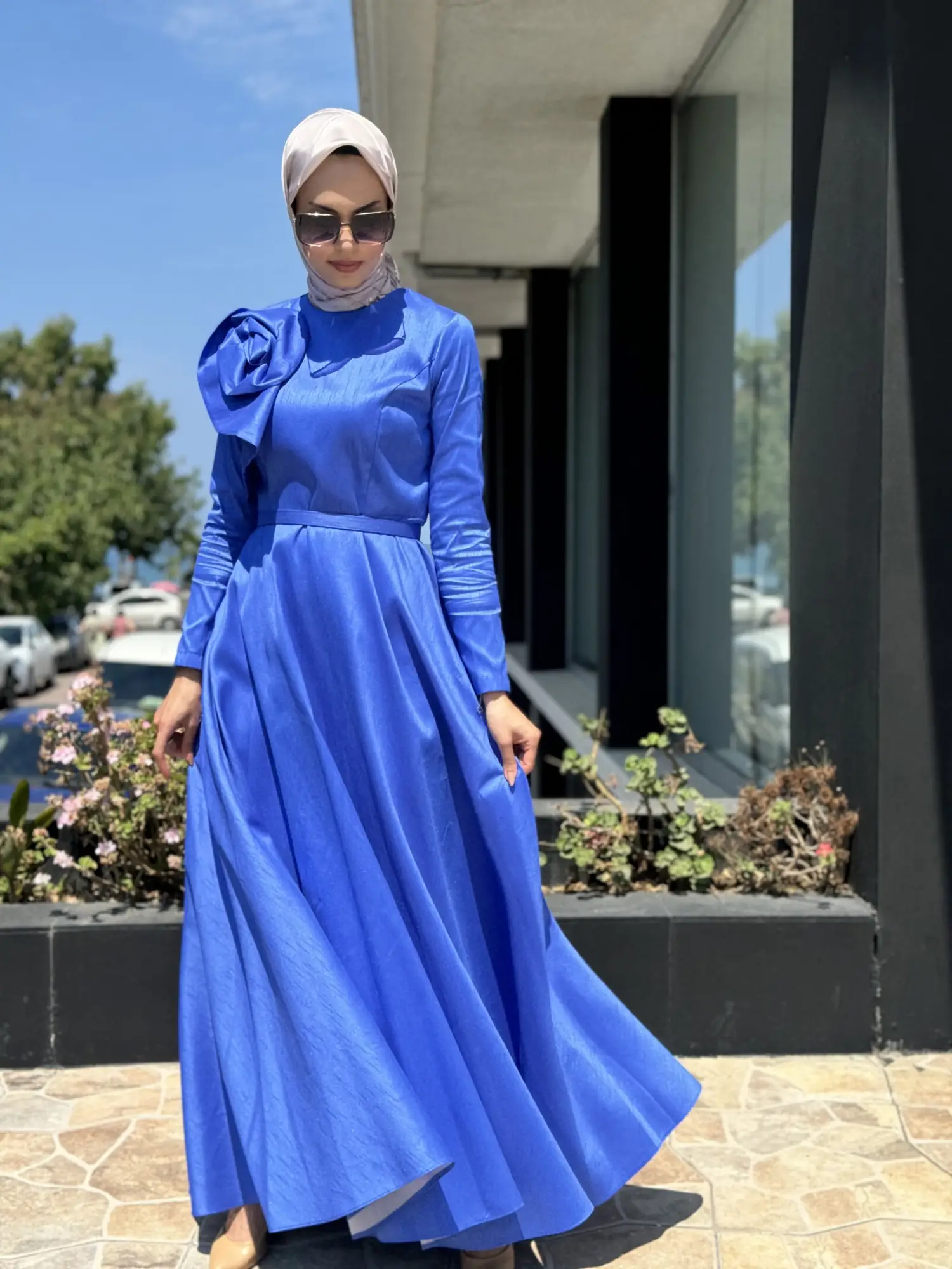 Jamila Sarah Şantuk Güllü Tesettür Abiye Elbise 3038