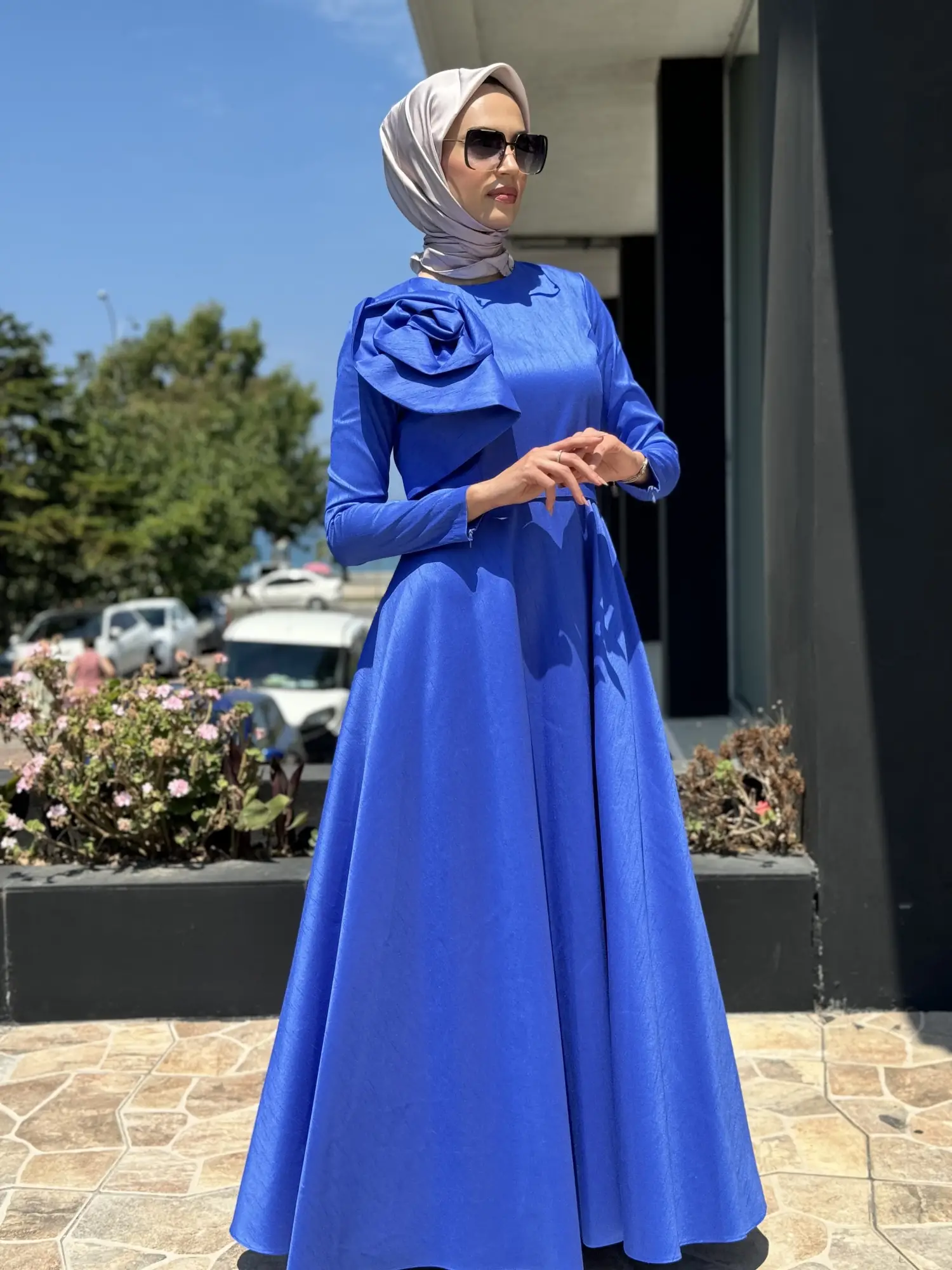 Jamila Sarah Şantuk Güllü Tesettür Abiye Elbise 3038