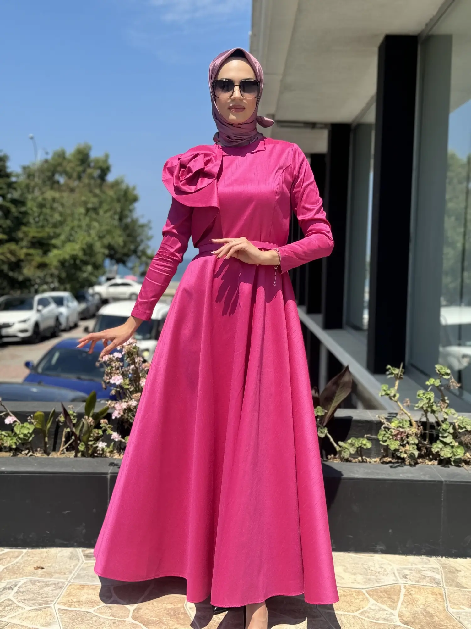 Jamila Sarah Şantuk Güllü Tesettür Abiye Elbise 3038