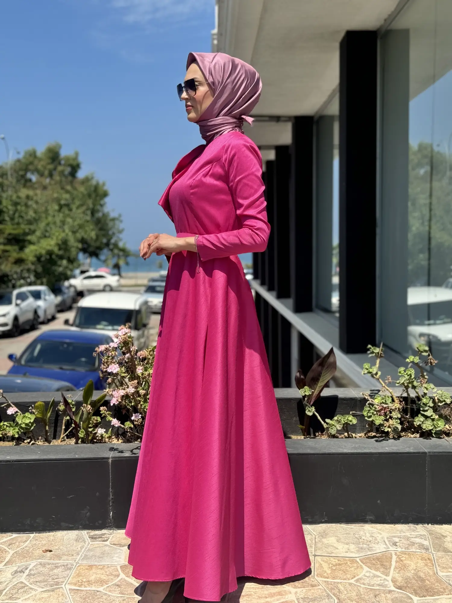 Jamila Sarah Şantuk Güllü Tesettür Abiye Elbise 3038