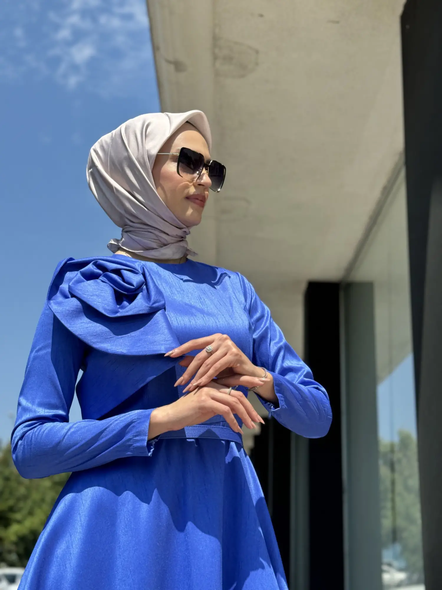 Jamila Sarah Şantuk Güllü Tesettür Abiye Elbise 3038