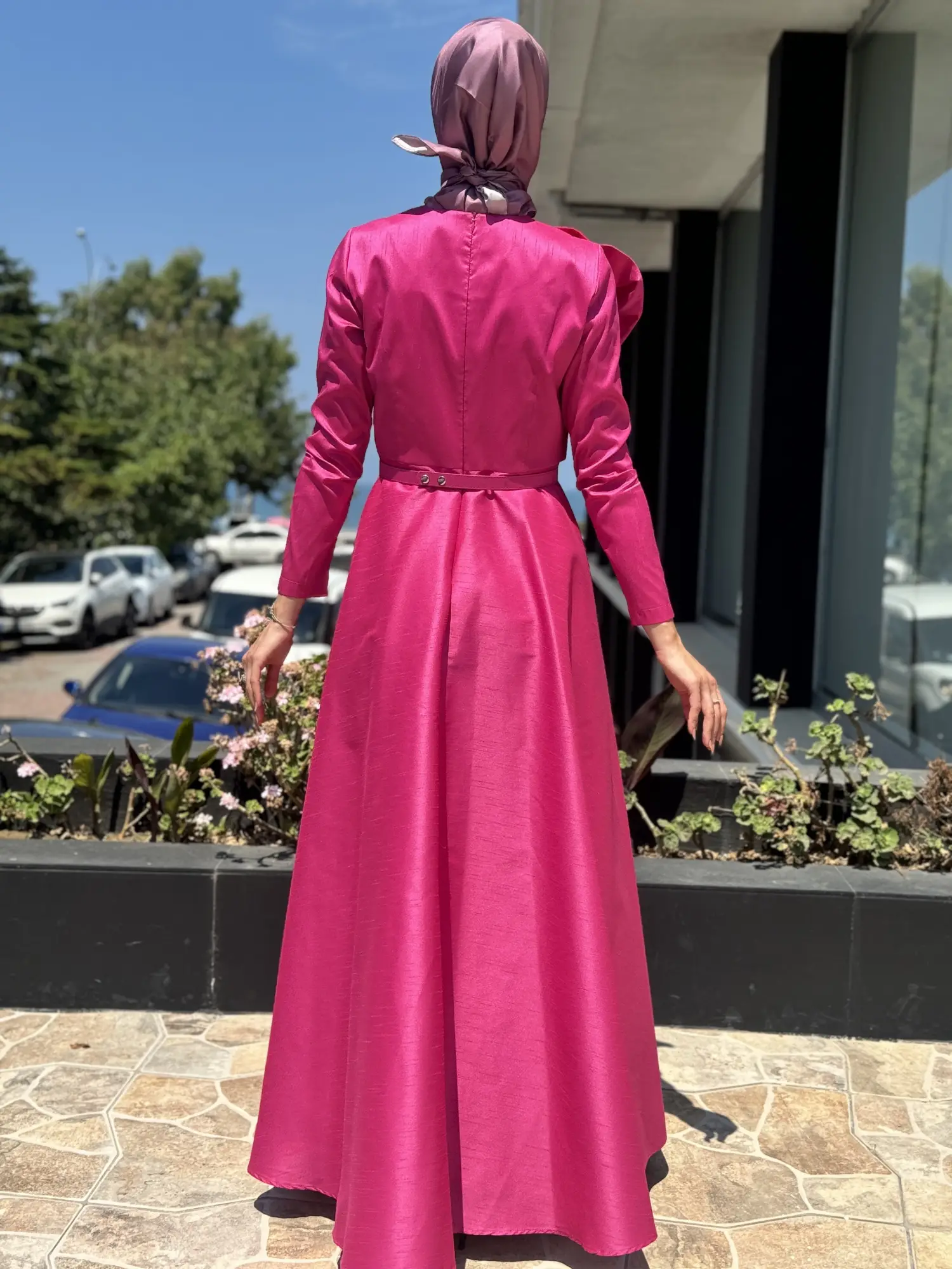 Jamila Sarah Şantuk Güllü Tesettür Abiye Elbise 3038