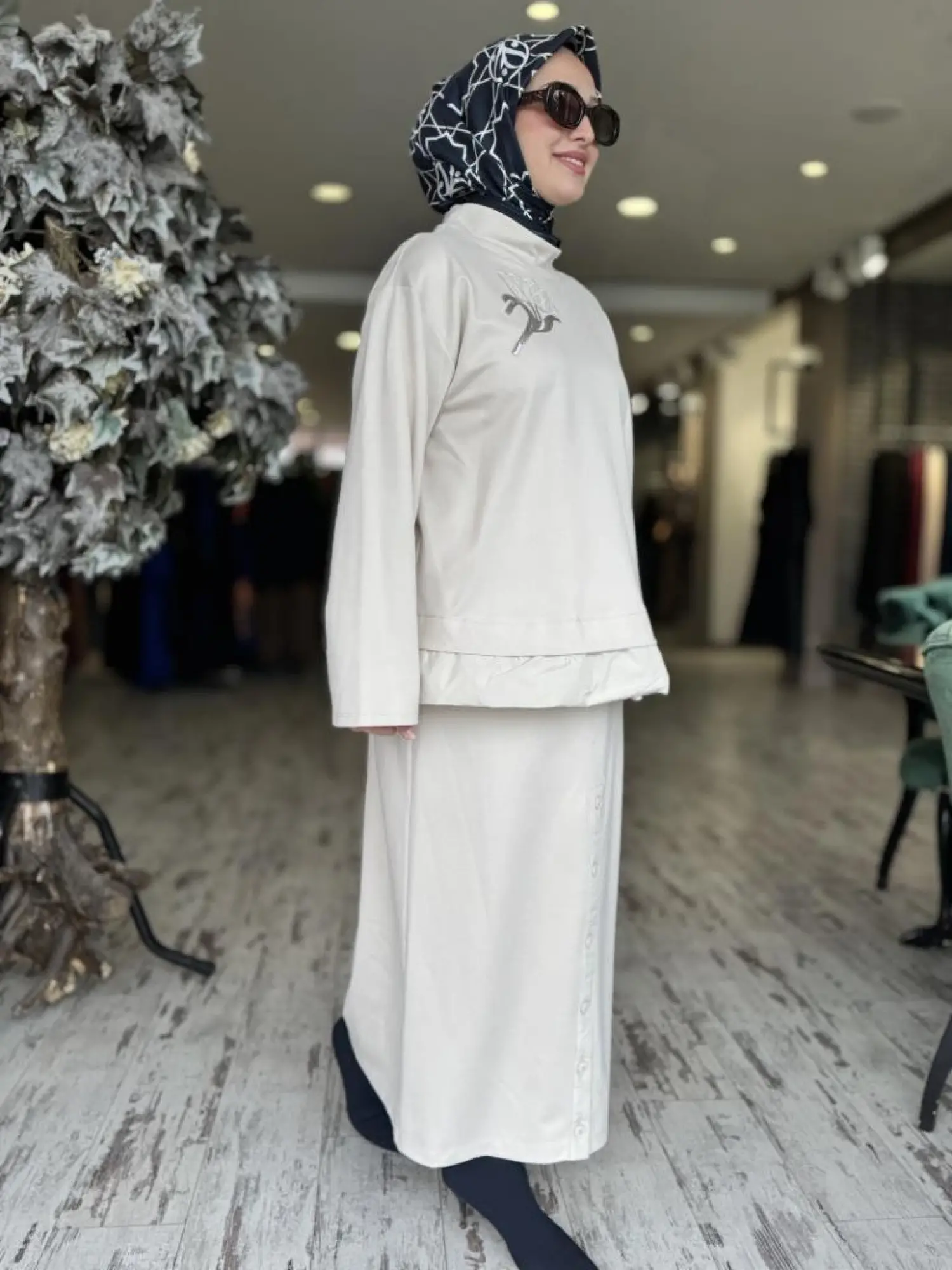 Kahma Düğme Detaylı Örme Etek