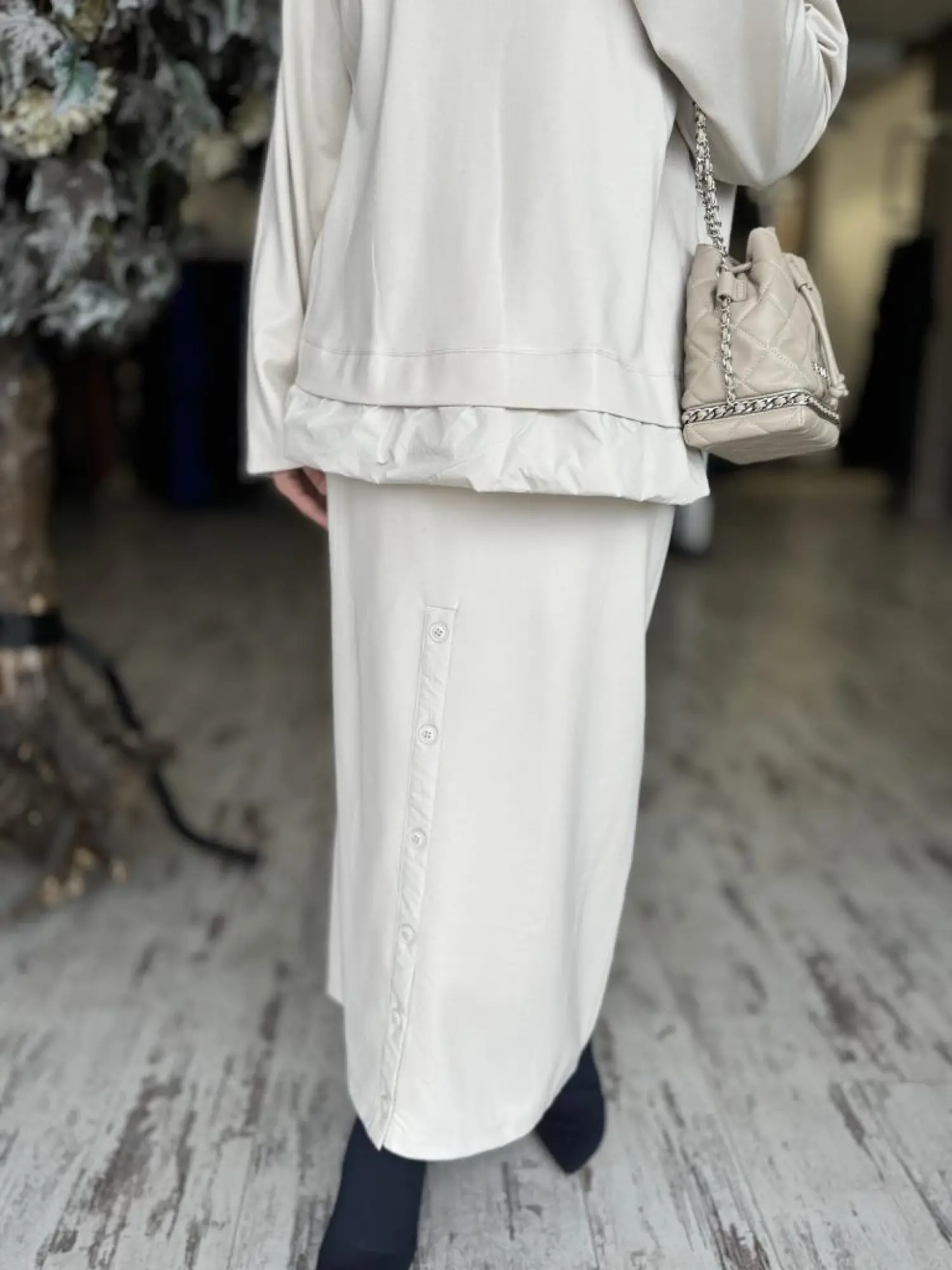 Kahma Düğme Detaylı Örme Etek