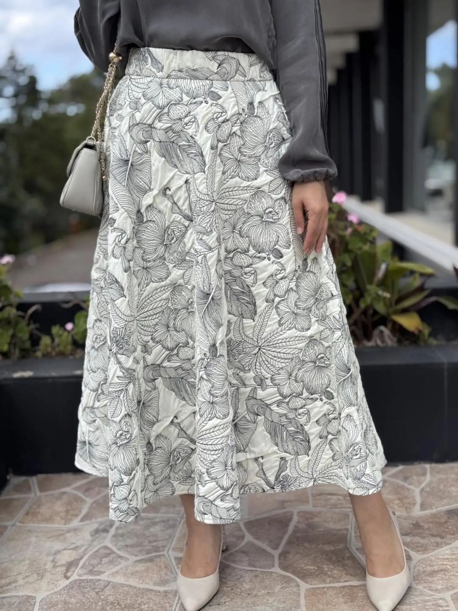 Kahma Florel Desen Kapitone Etek