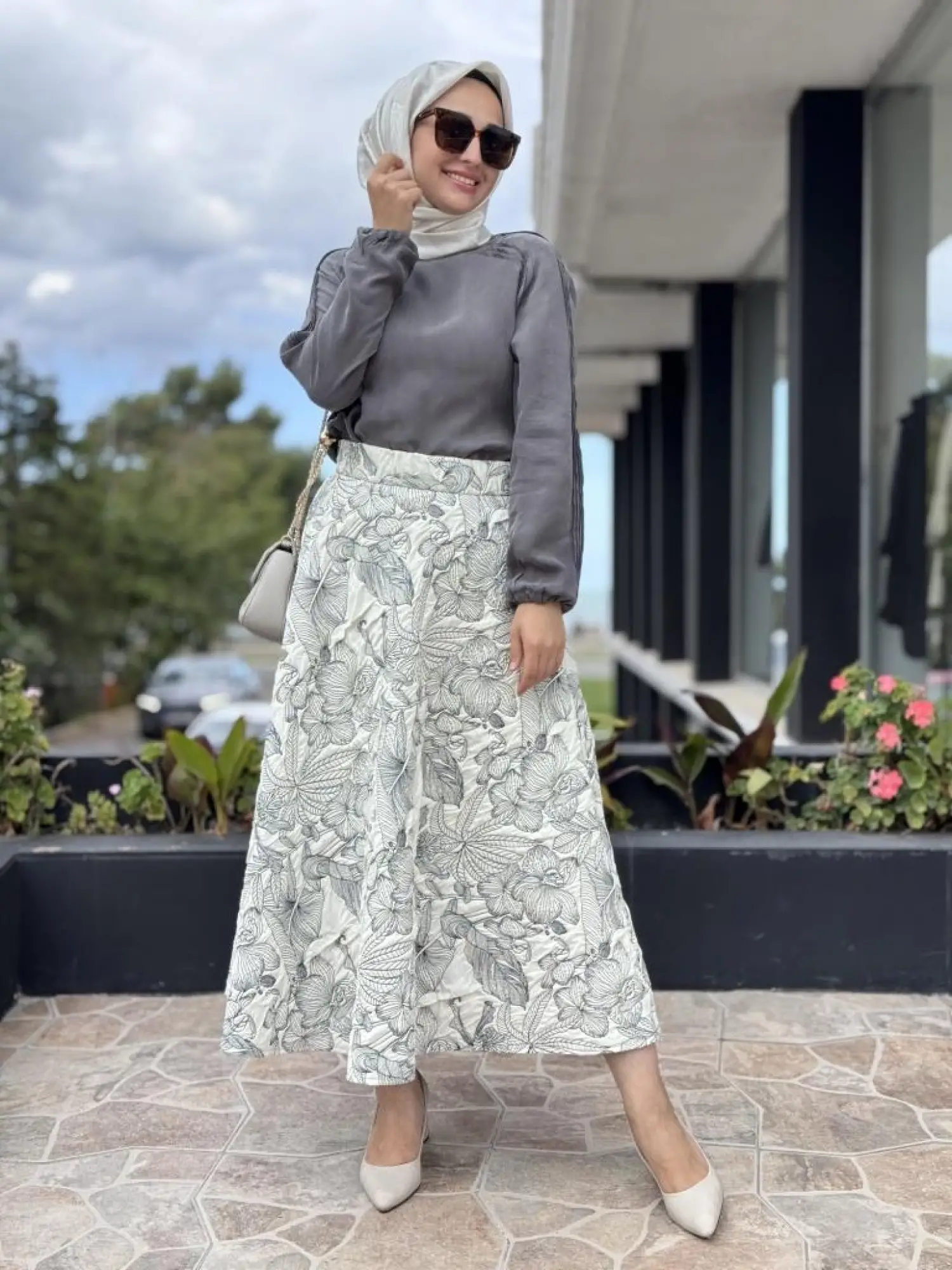 Kahma Florel Desen Kapitone Etek