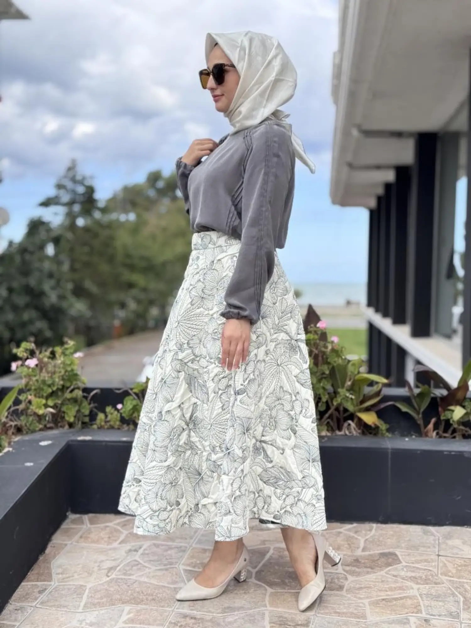 Kahma Florel Desen Kapitone Etek