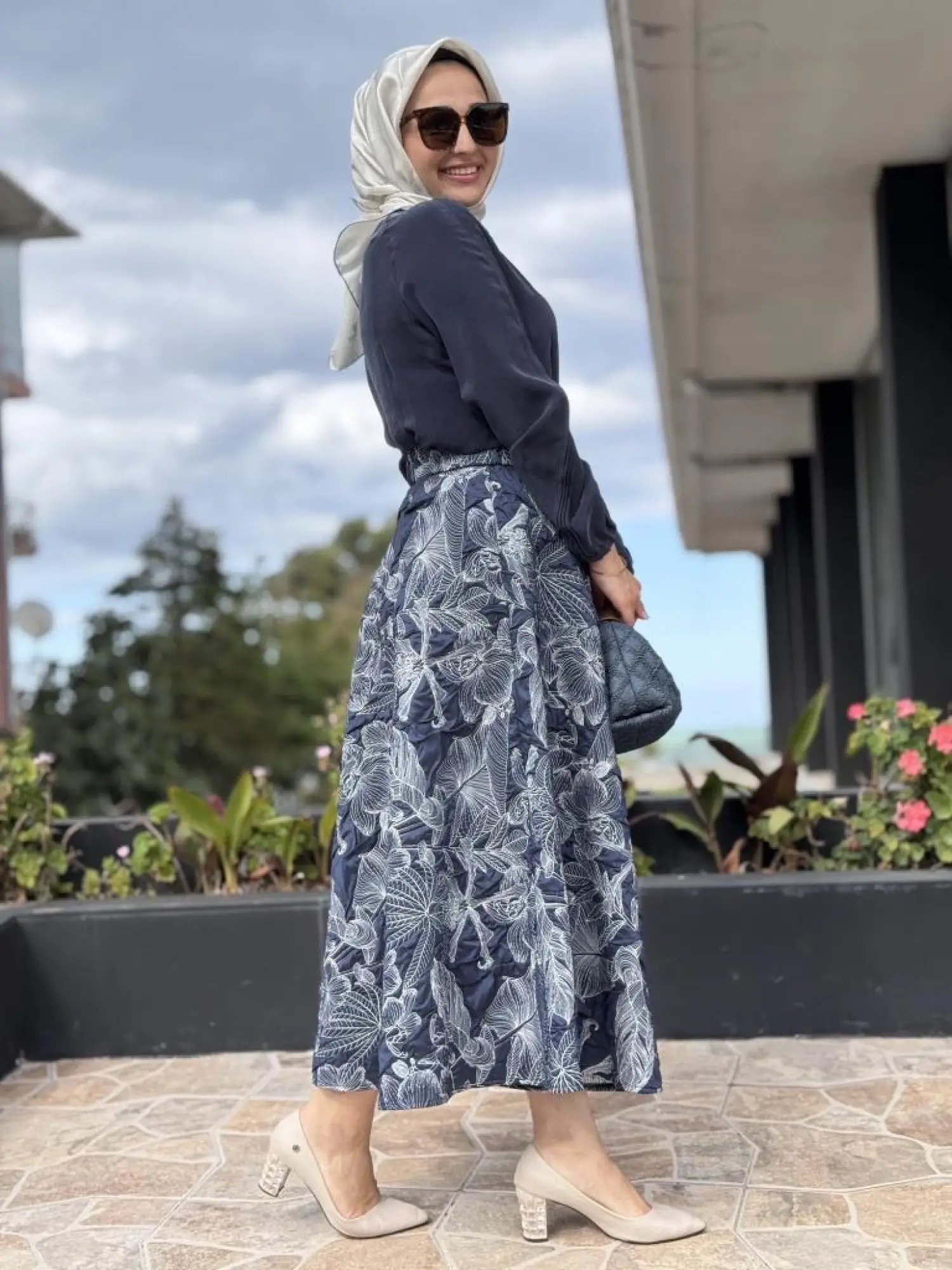 Kahma Florel Desen Kapitone Etek