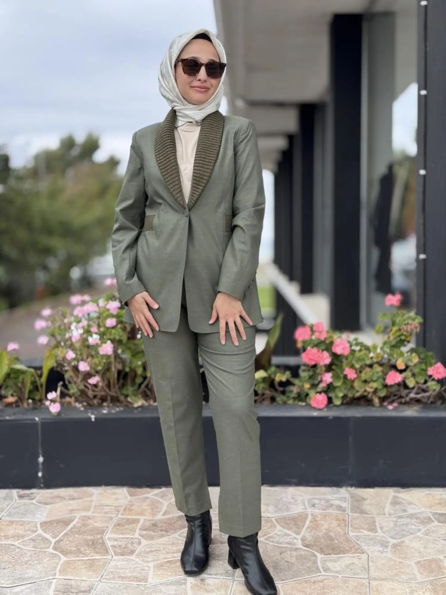 Kahma Triko Detaylı Ceket Pantolon Takım