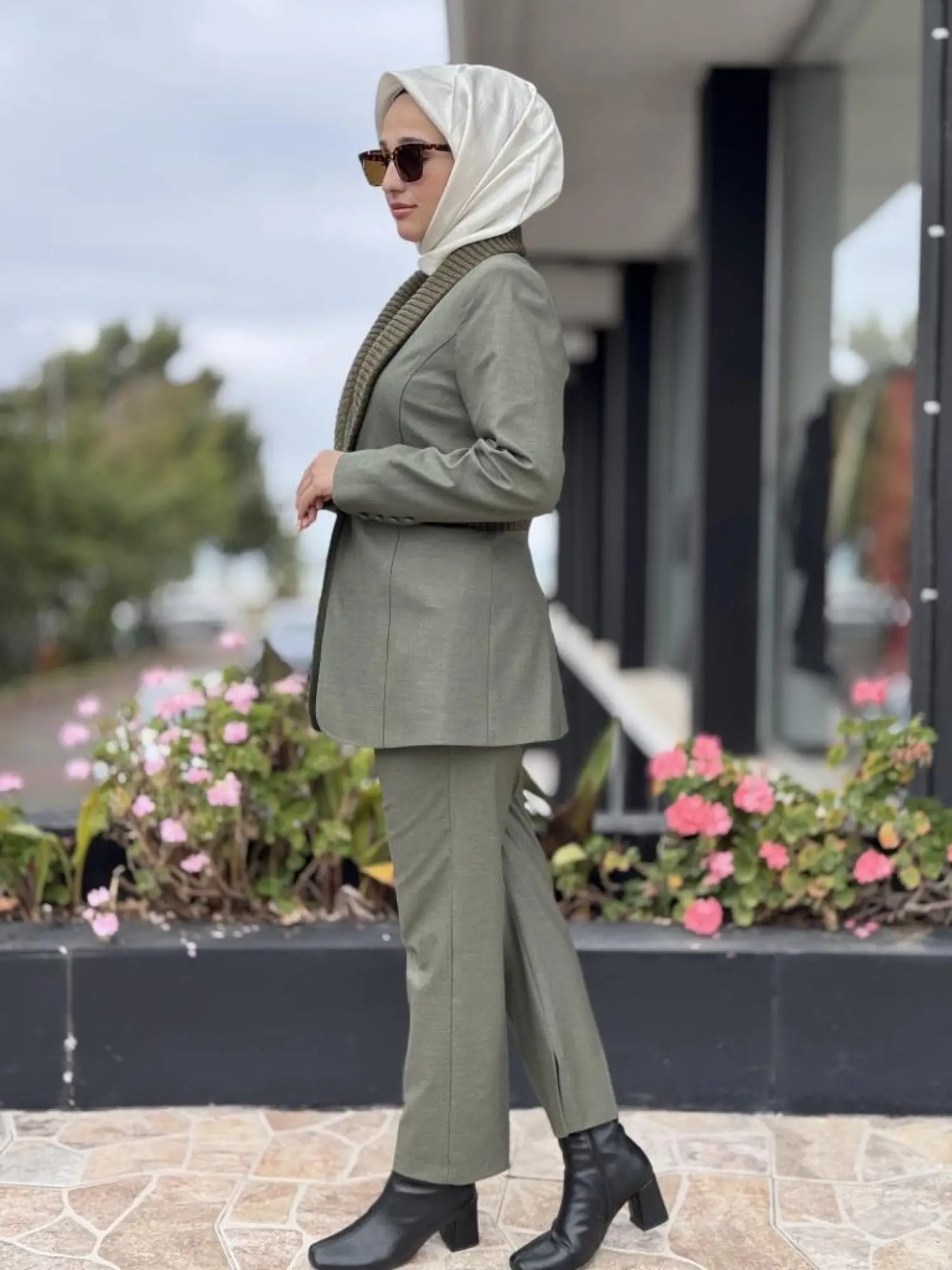 Kahma Triko Detaylı Ceket Pantolon Takım