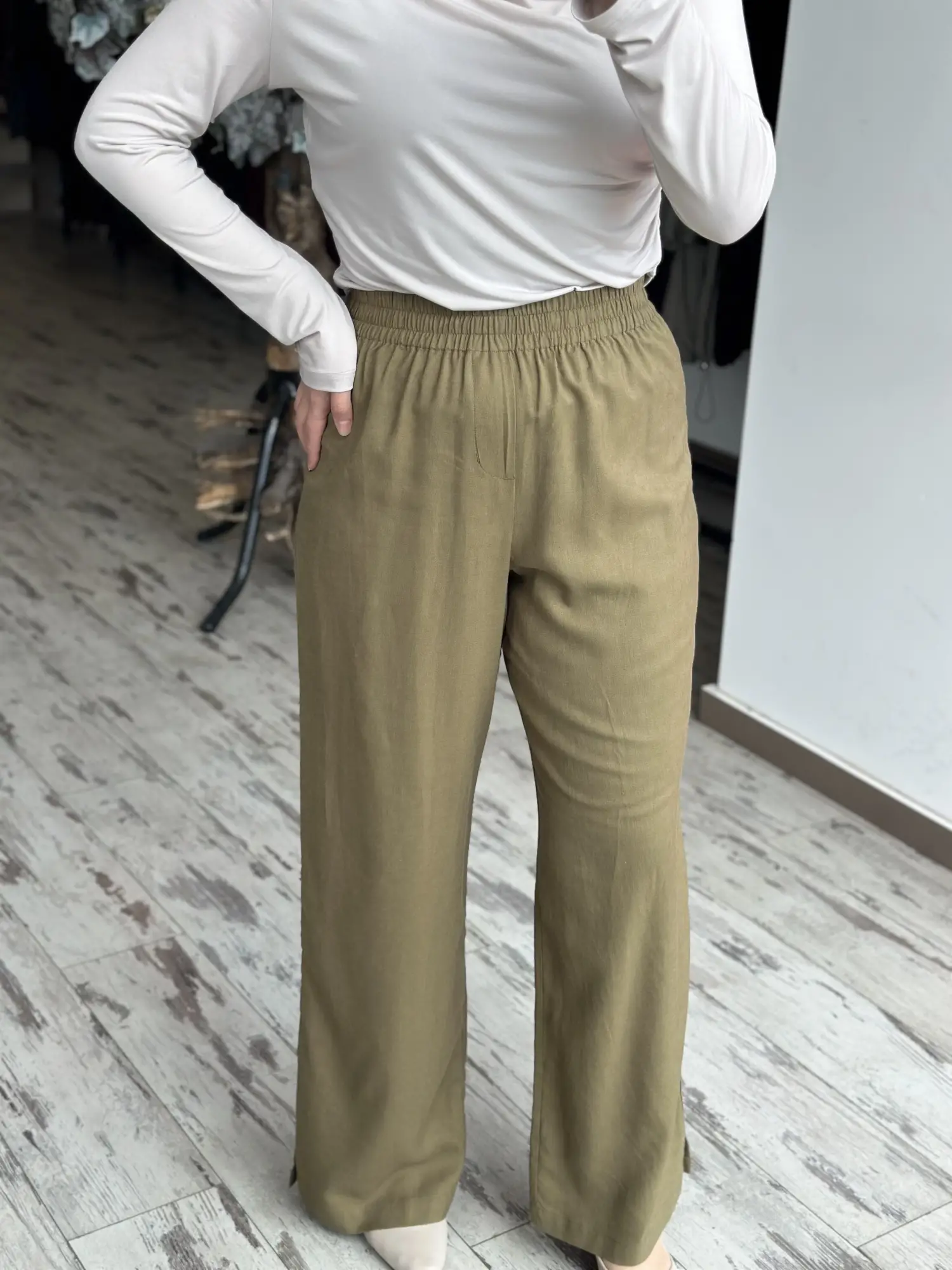 Kayra  Beli Lastikli Keten  Pantolon KA19026