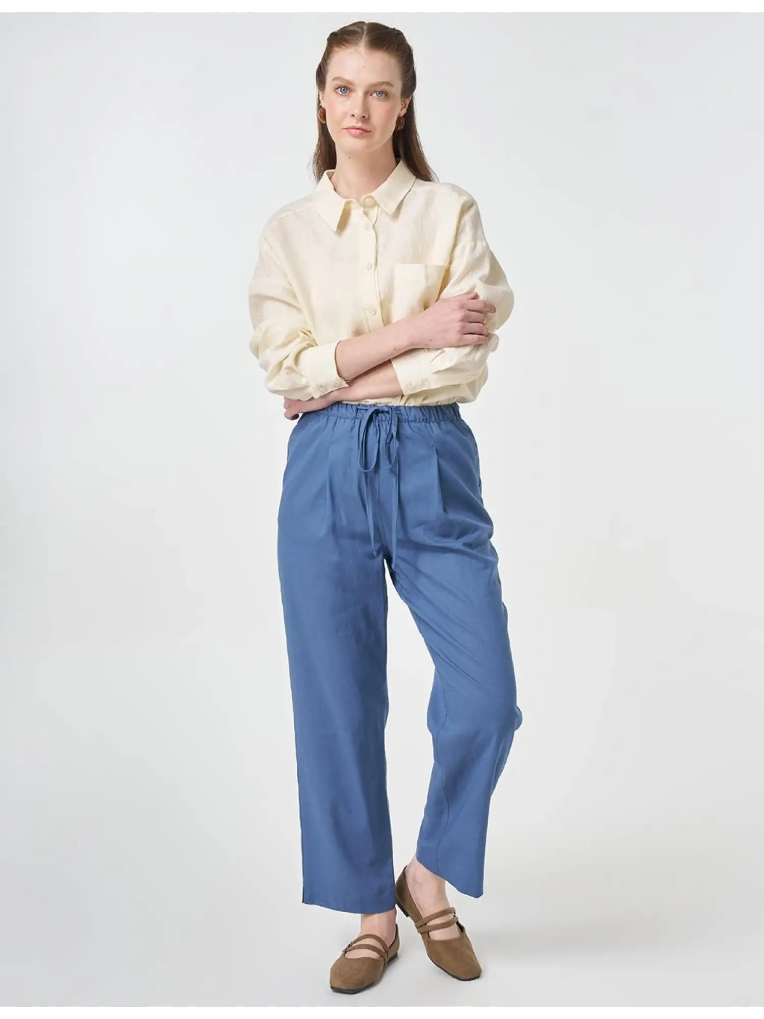 Kayra Beli Lastikli Keten Rahat Pantolon KA79051