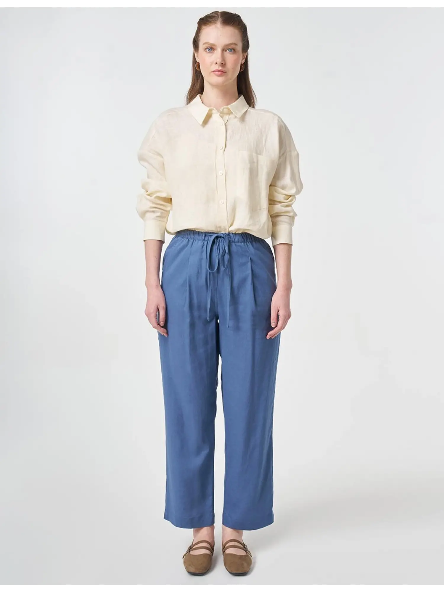 Kayra Beli Lastikli Keten Rahat Pantolon KA79051