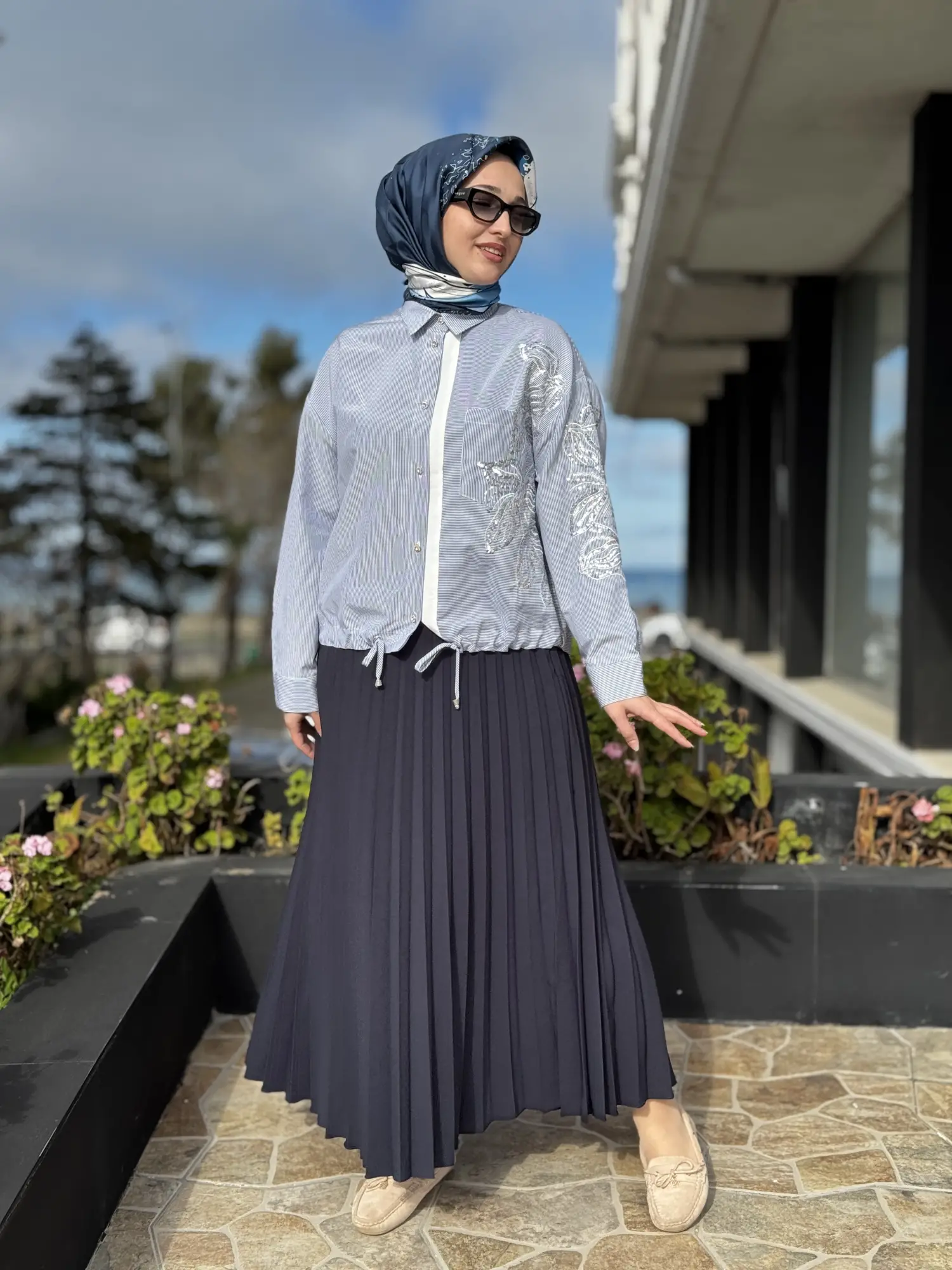 Kayra Beli Lastikli Pliseli Etek KA12505