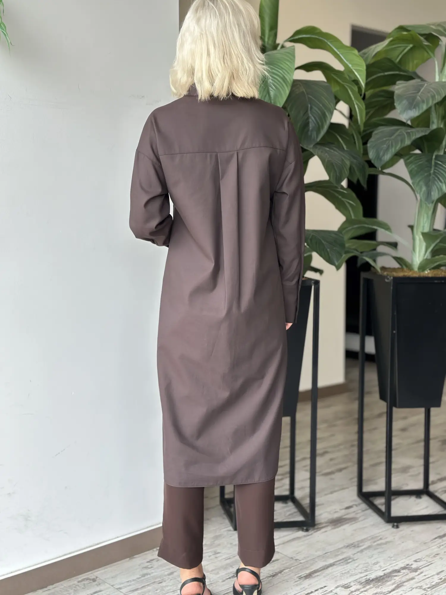 Kayra Cep Detaylı Soft Maxi Gömlek KA81023