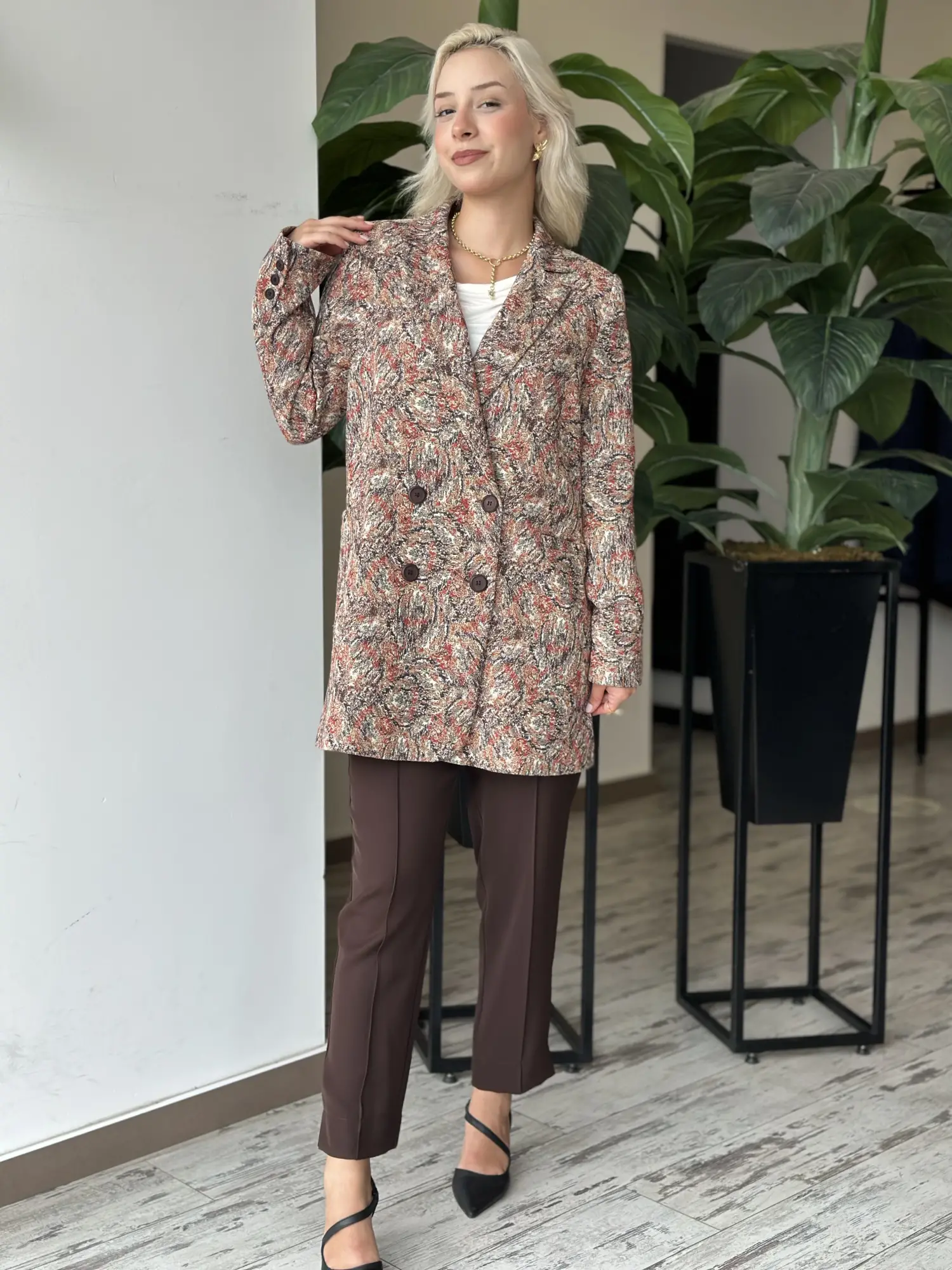 Kayra Desenli Dokuma Ceket KA73022